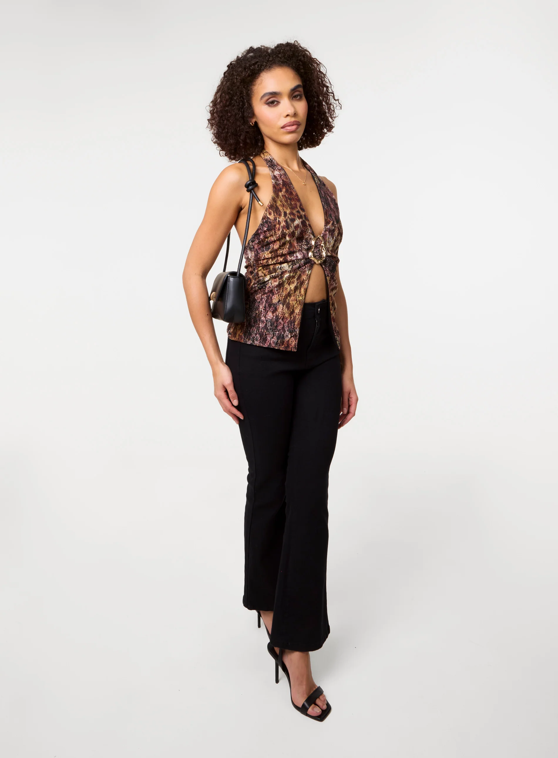 Animal Lace Halter Neck Top - Image 2