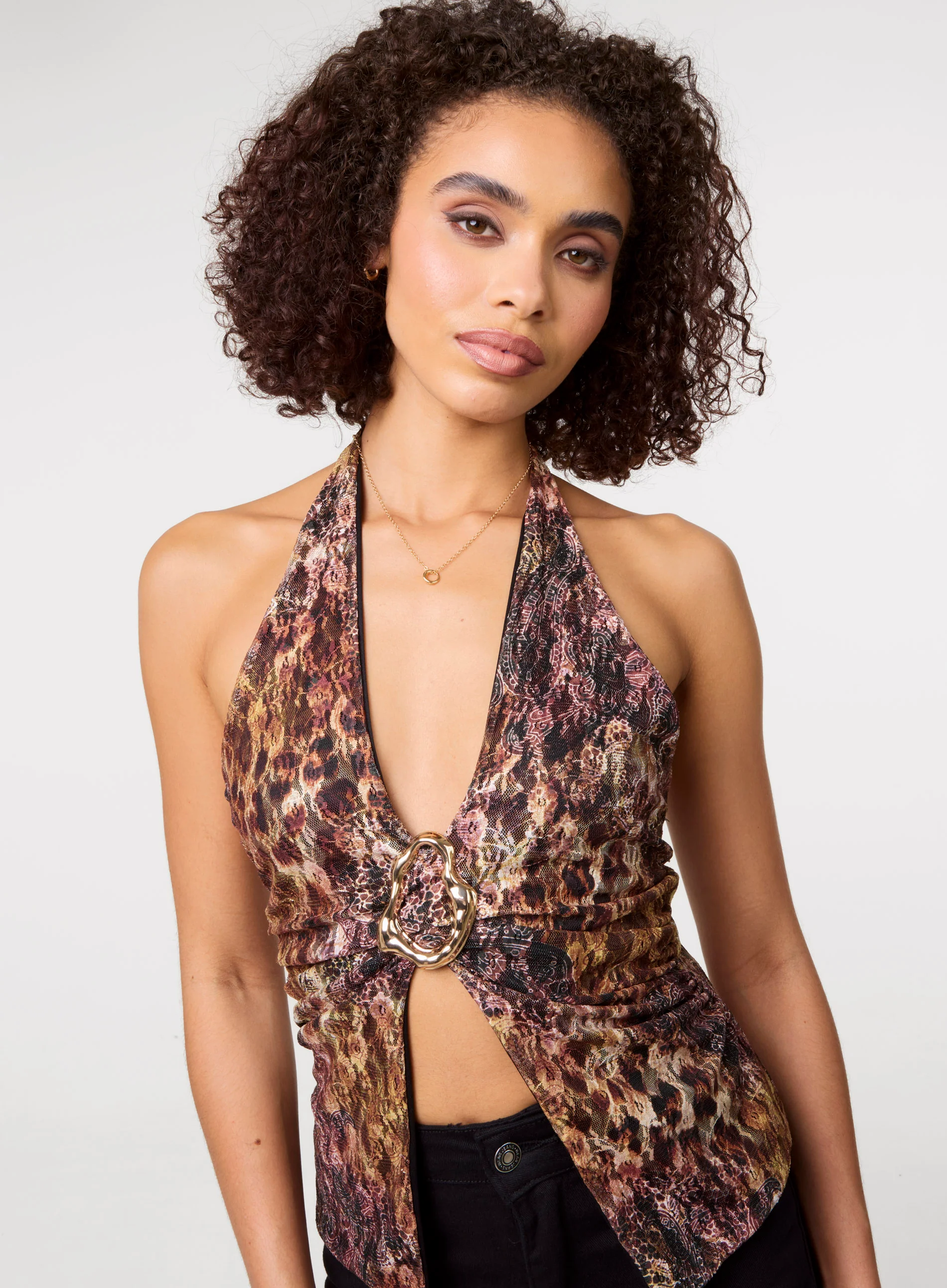 Animal Lace Halter Neck Top - Image 3