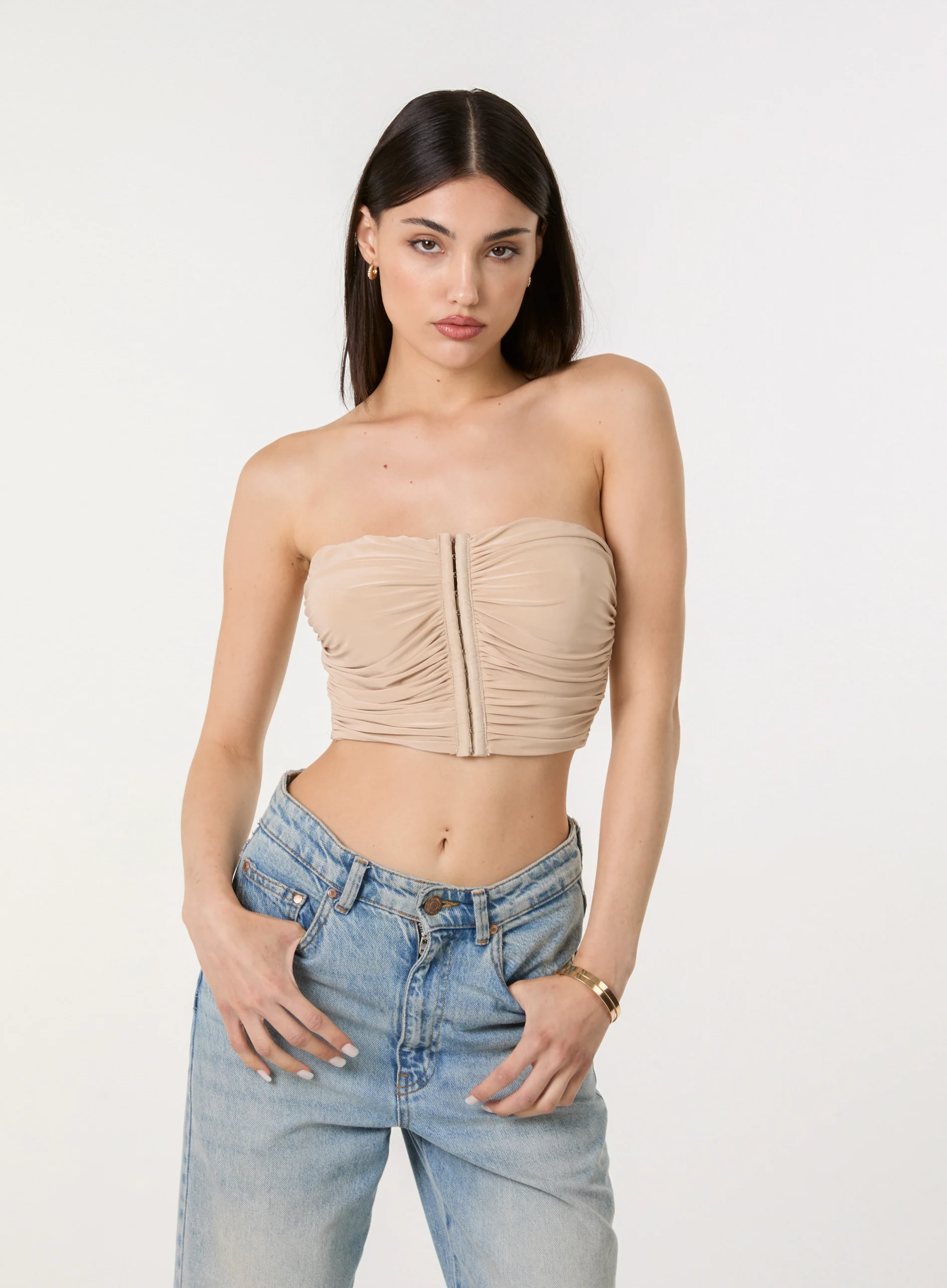 Bandeau Eyelet Detail Corset Top