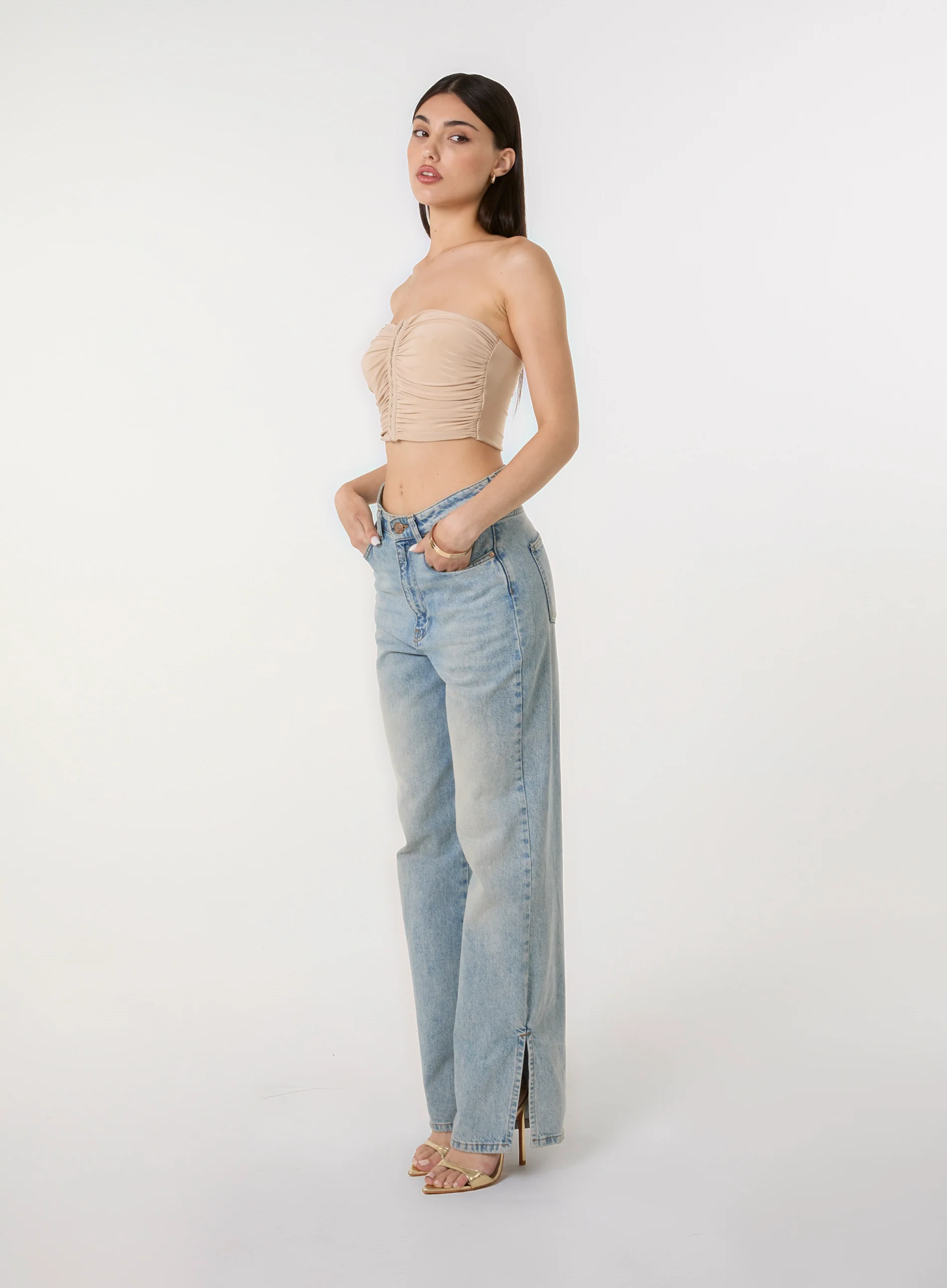 Bandeau Eyelet Detail Corset Top - Image 2