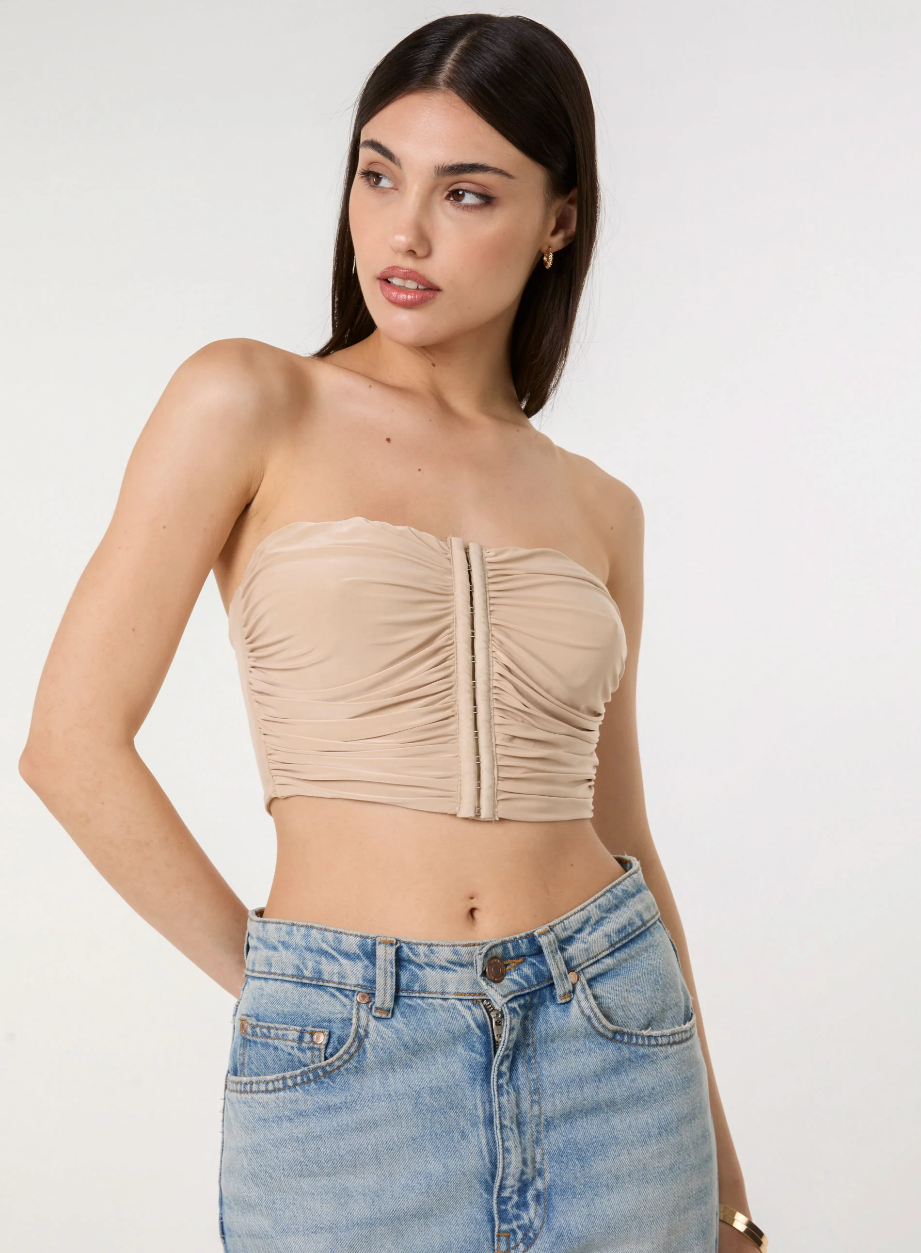 Bandeau Eyelet Detail Corset Top - Image 3