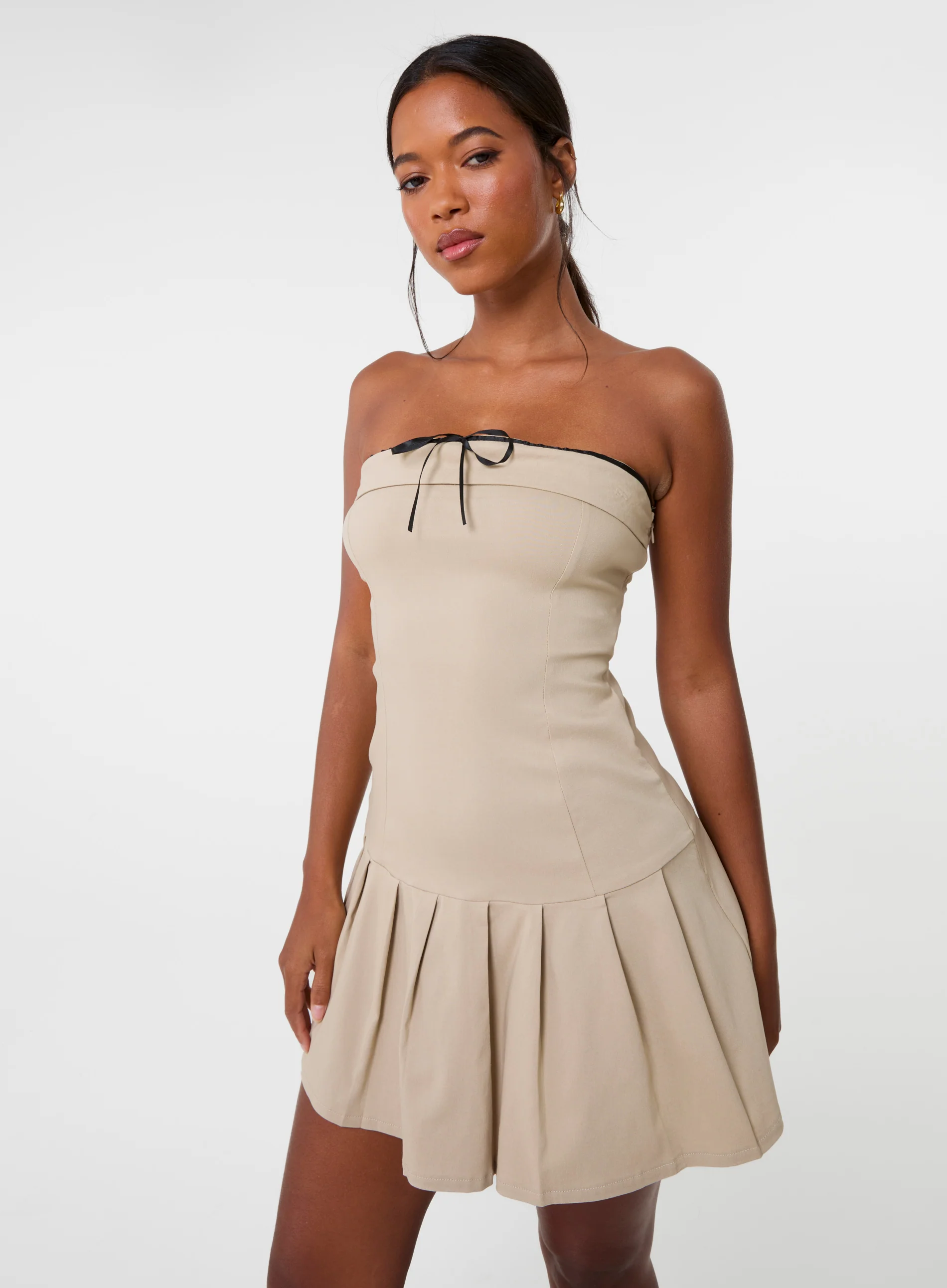 Bandeau Pleated Mini Dress - Image 3