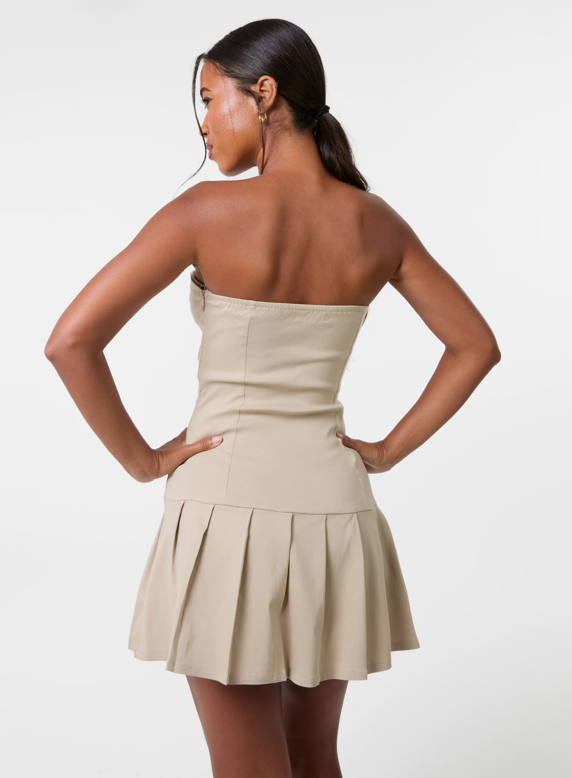 Bandeau Pleated Mini Dress - Image 4