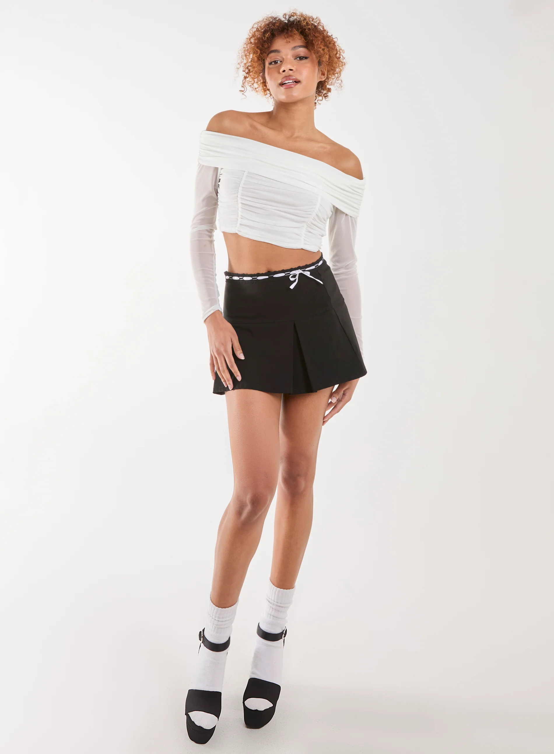 Bardot Mesh Long Sleeve Top - Image 2