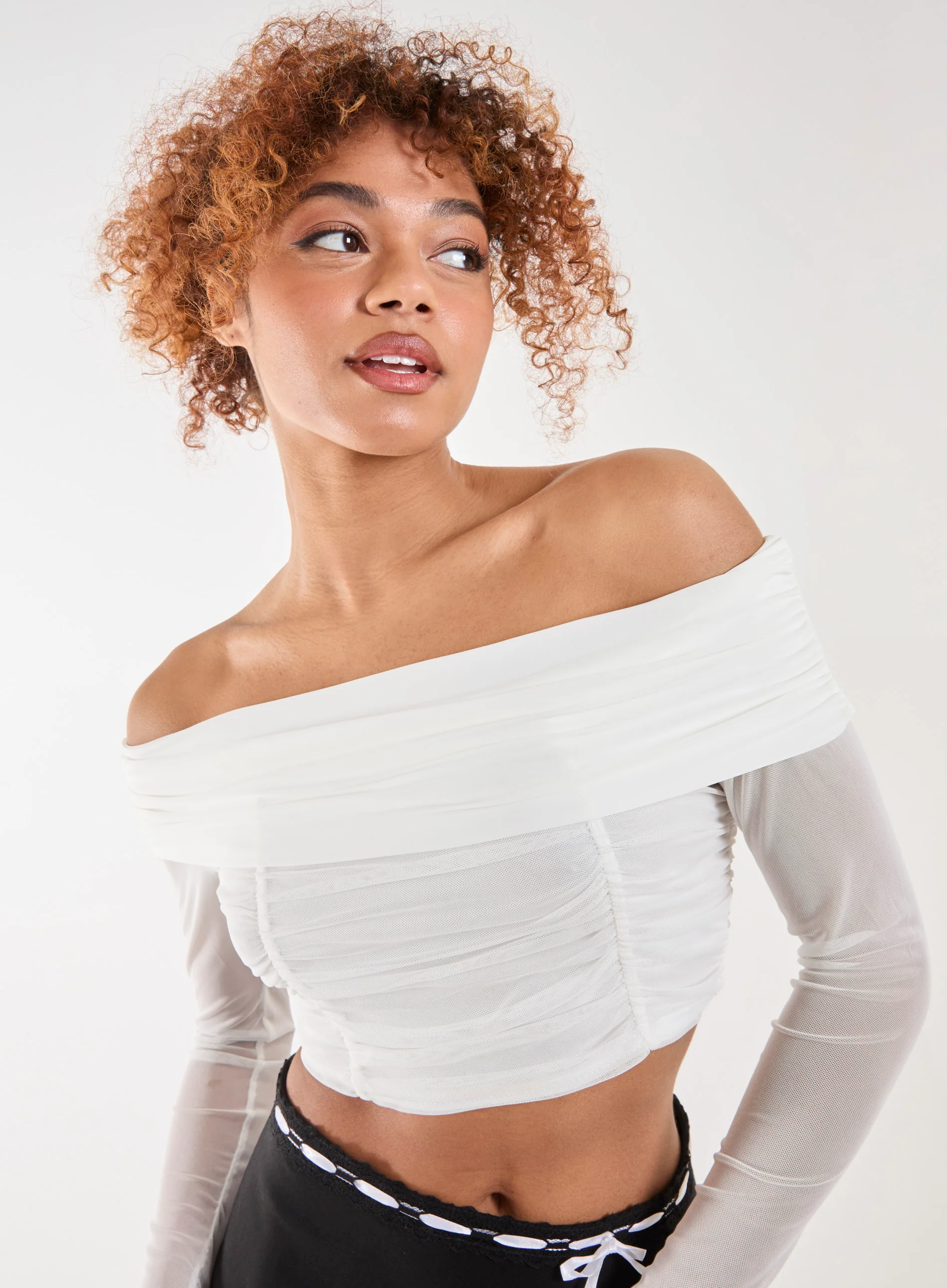 Bardot Mesh Long Sleeve Top - Image 3