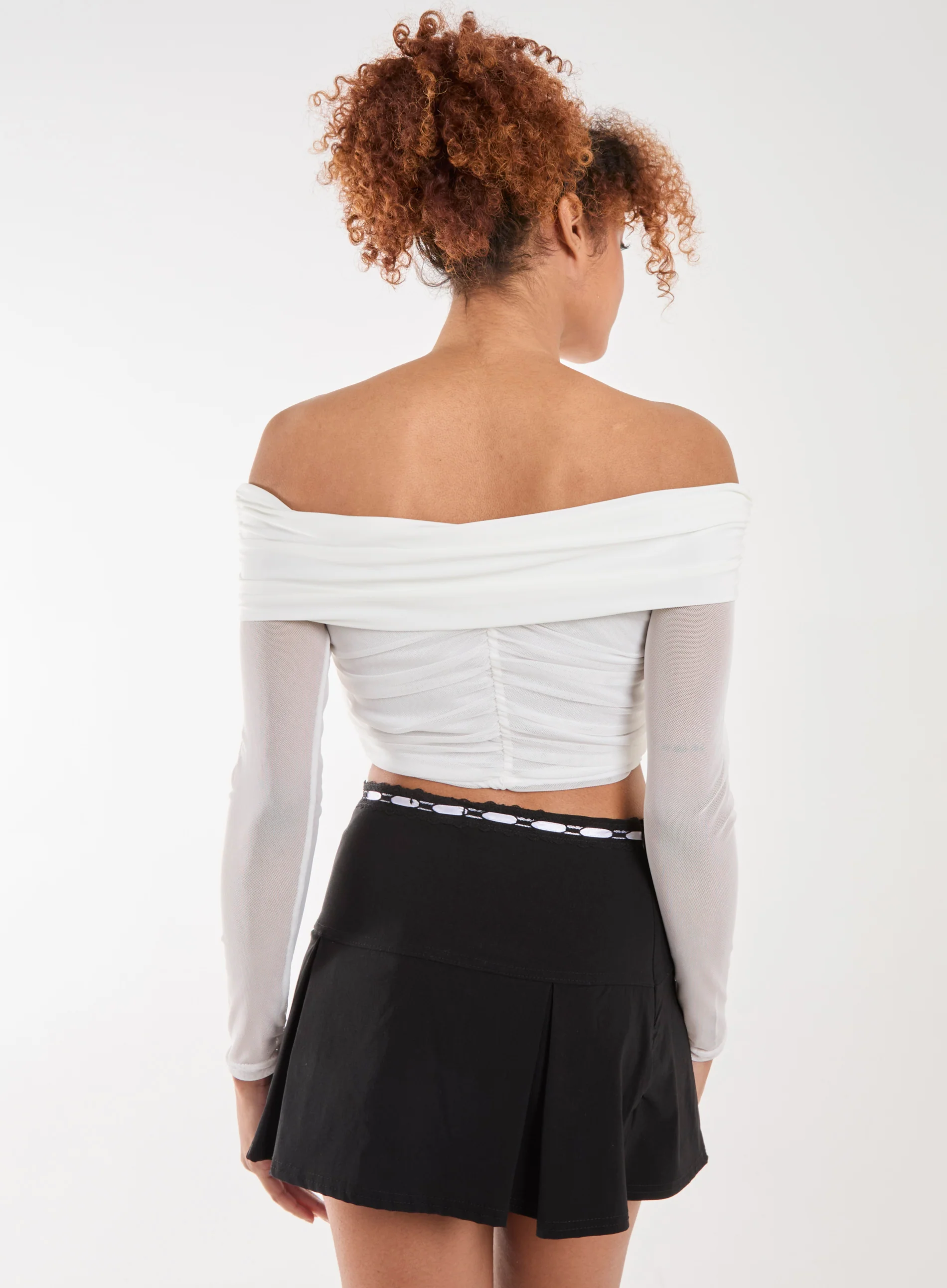 Bardot Mesh Long Sleeve Top - Image 4