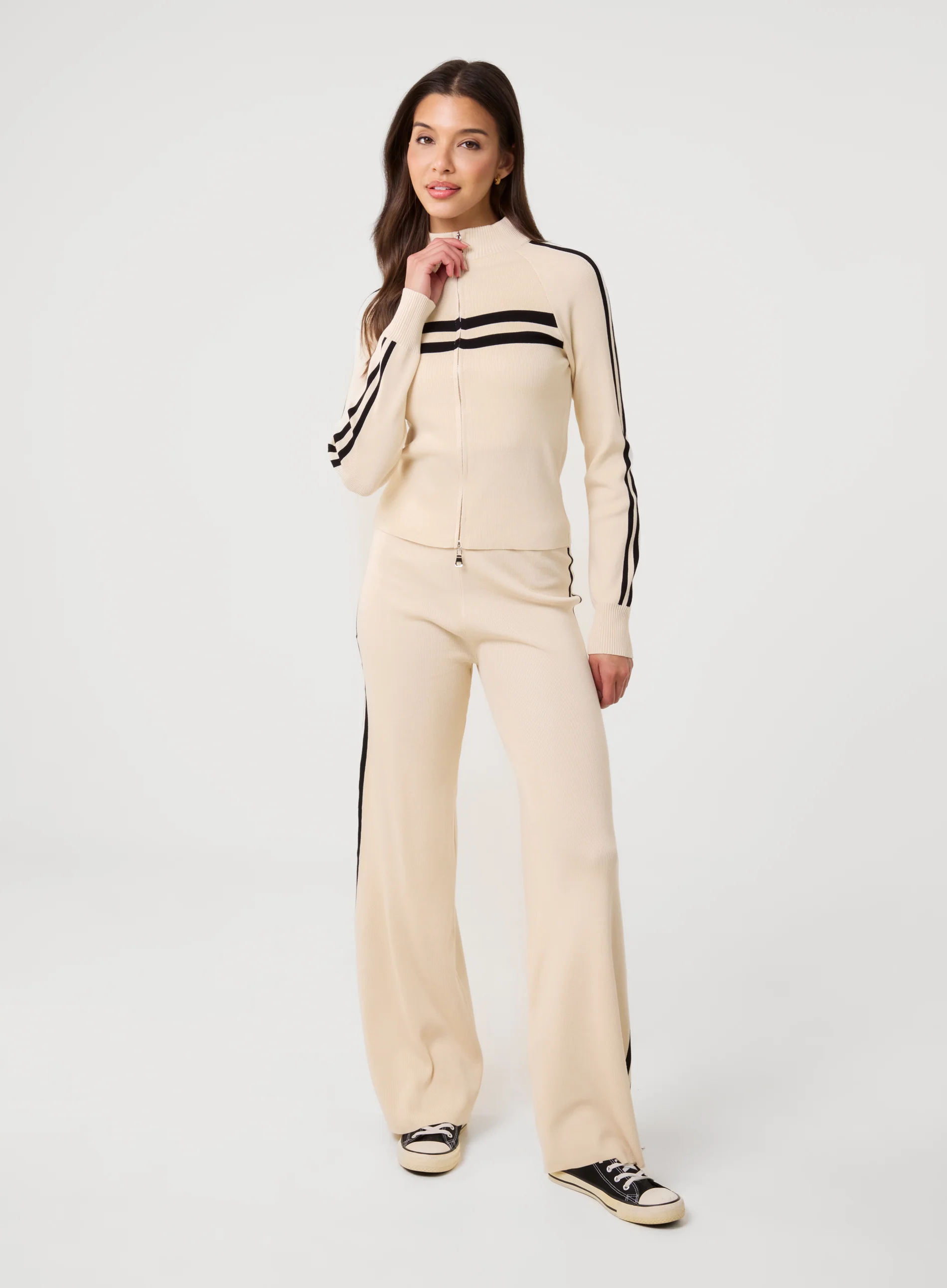 Stripe Front Zip Up Sweatshirt - Image 2