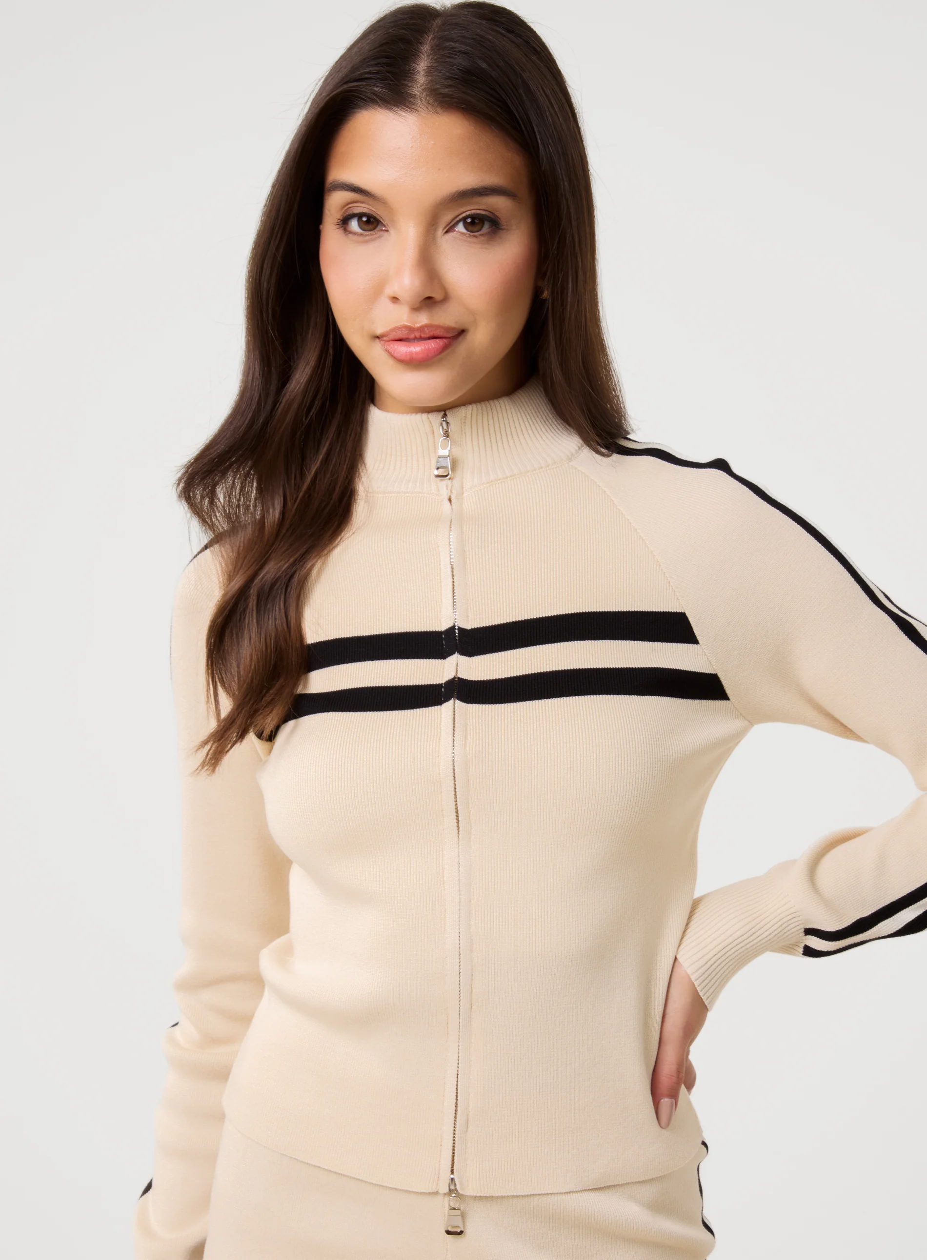 Stripe Front Zip Up Sweatshirt - Image 3
