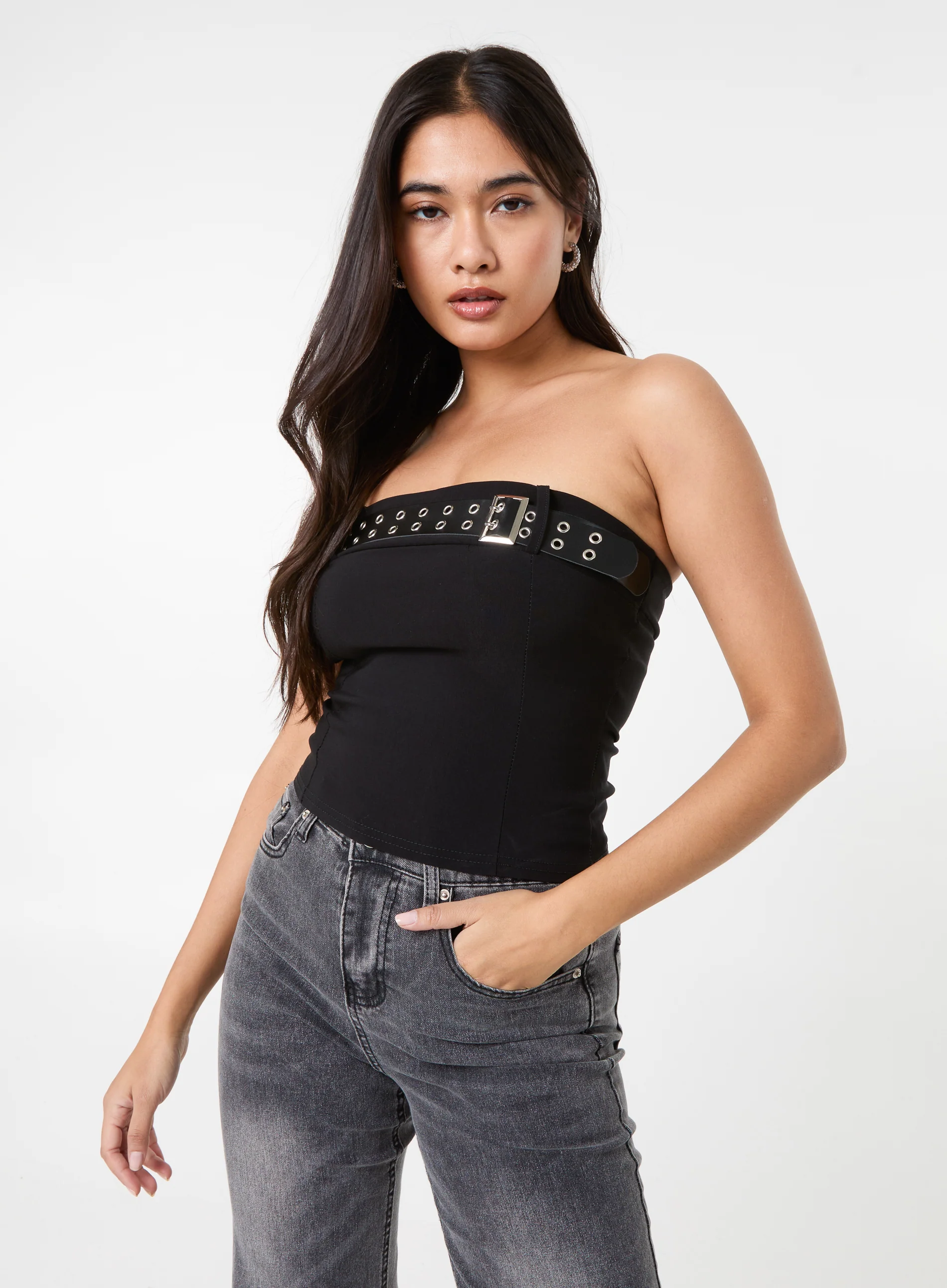 Belted Bandeau Top
