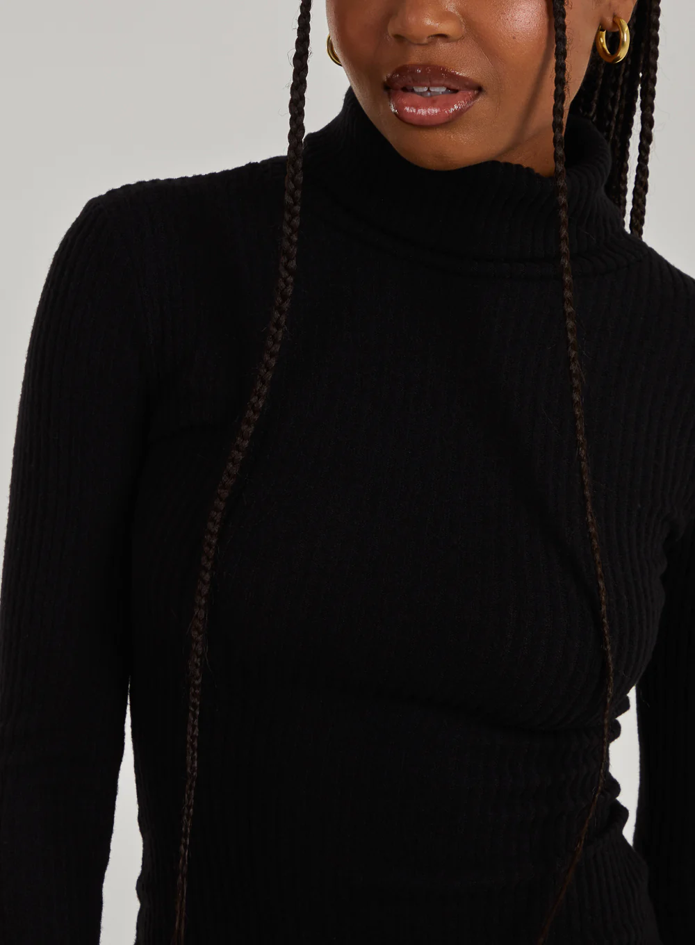 Chunky Brushed Rib Roll Neck Dress - Image 3
