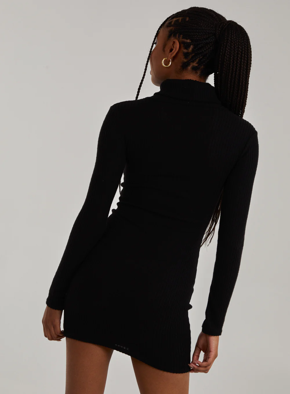 Chunky Brushed Rib Roll Neck Dress - Image 4
