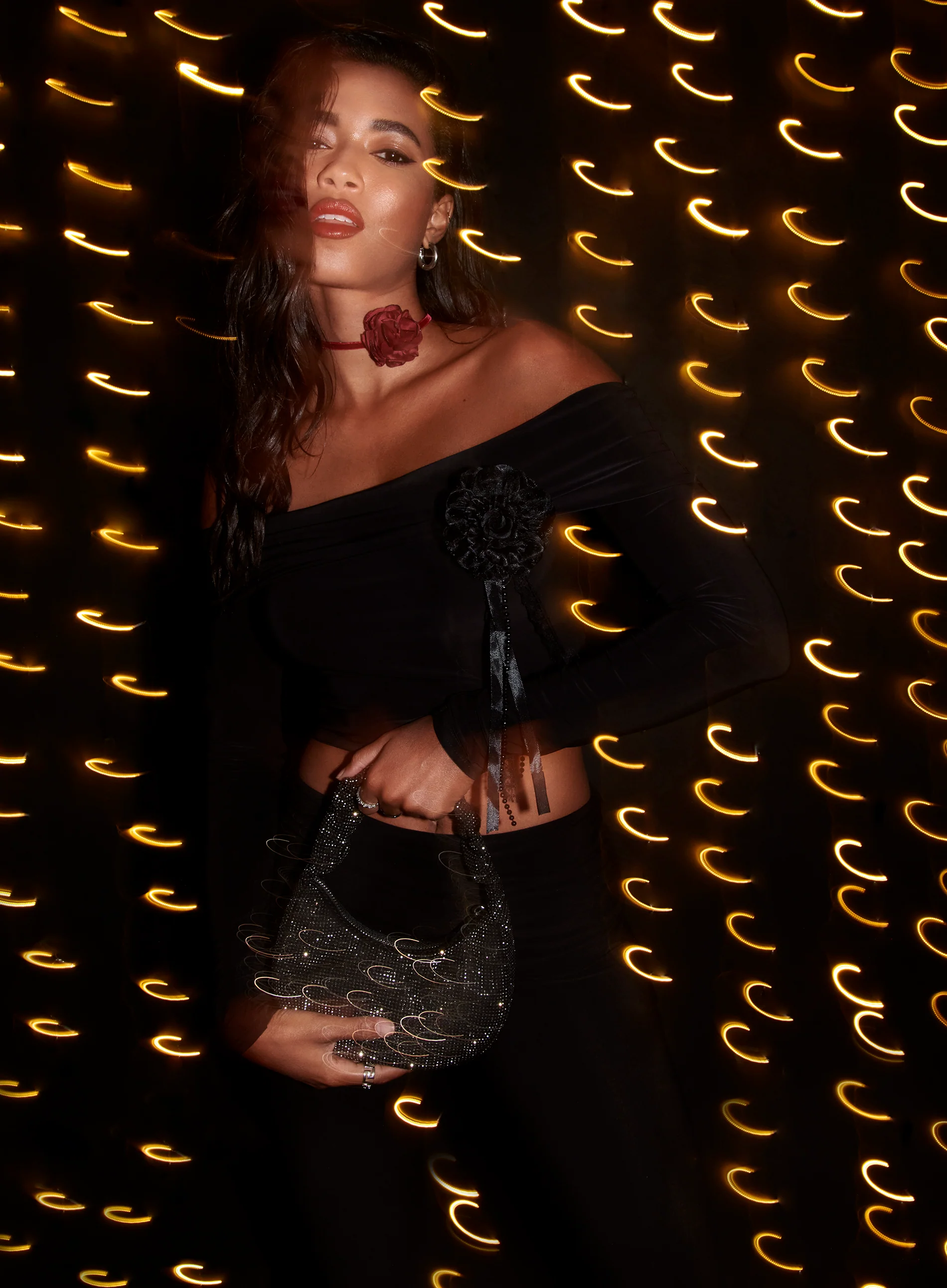 Corsage Detail Bardot Long Sleeve Top - Image 5