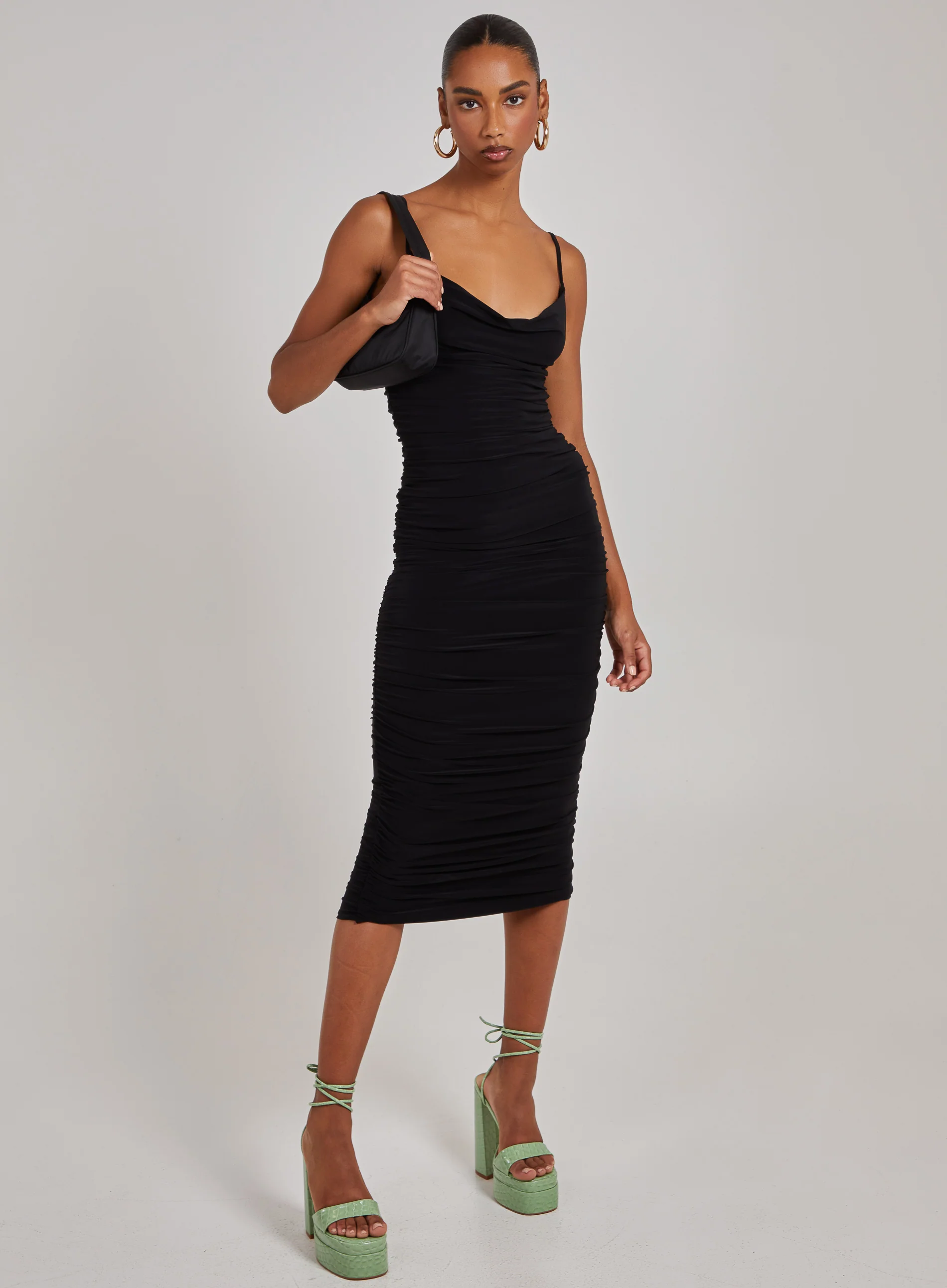 Cowl Neck Gathered Maxi Dress - Image 4