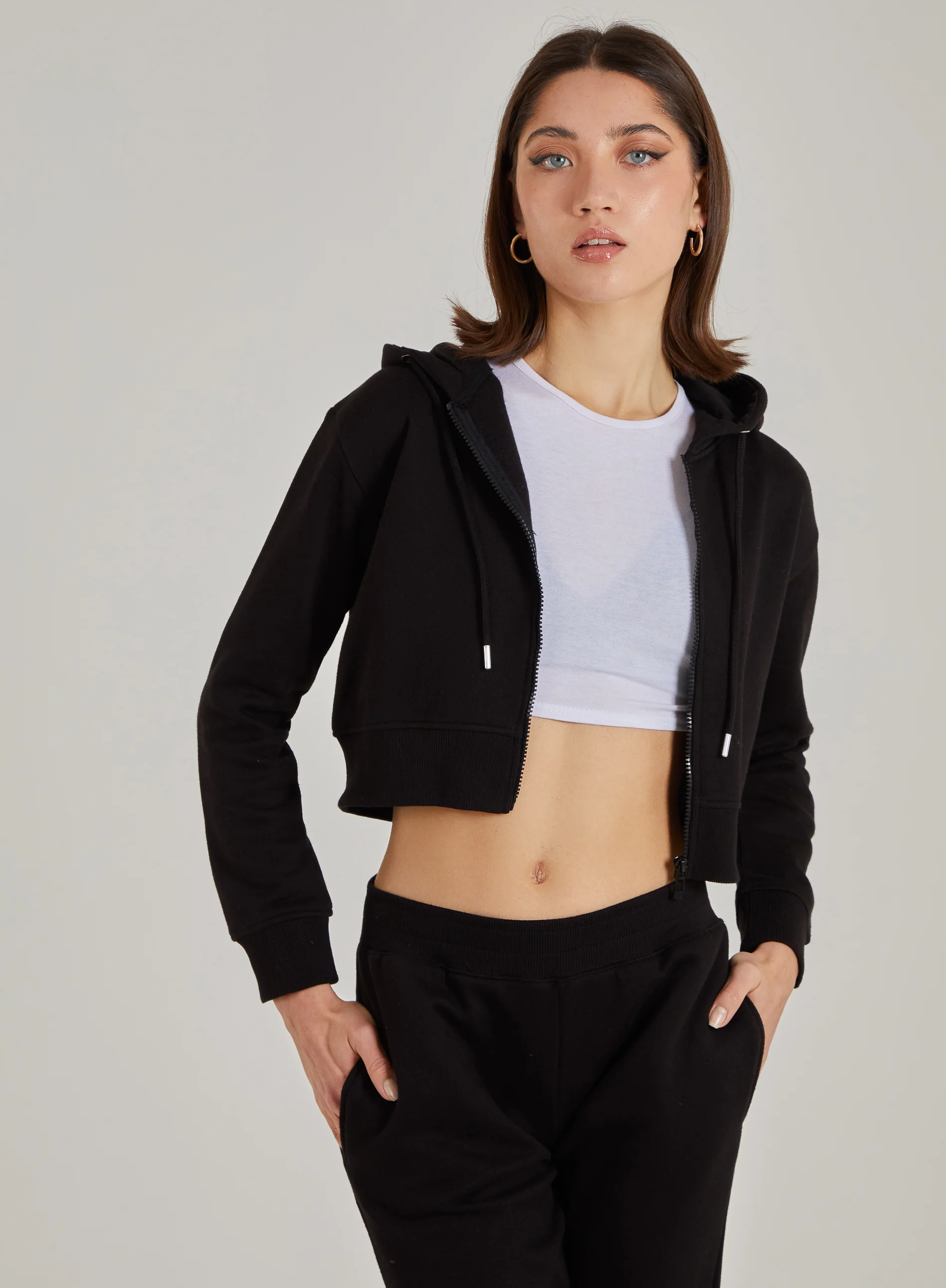 Cropped Zip Through Hoodie - Image 2