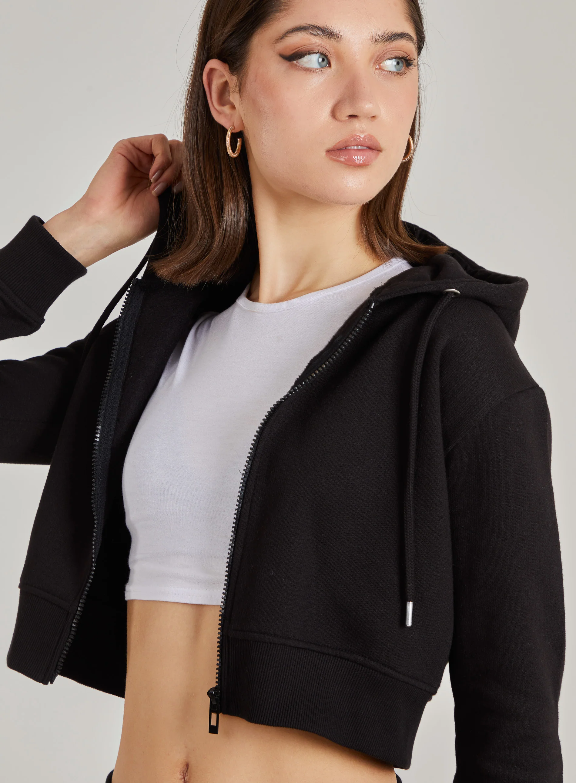 Cropped Zip Through Hoodie - Image 4