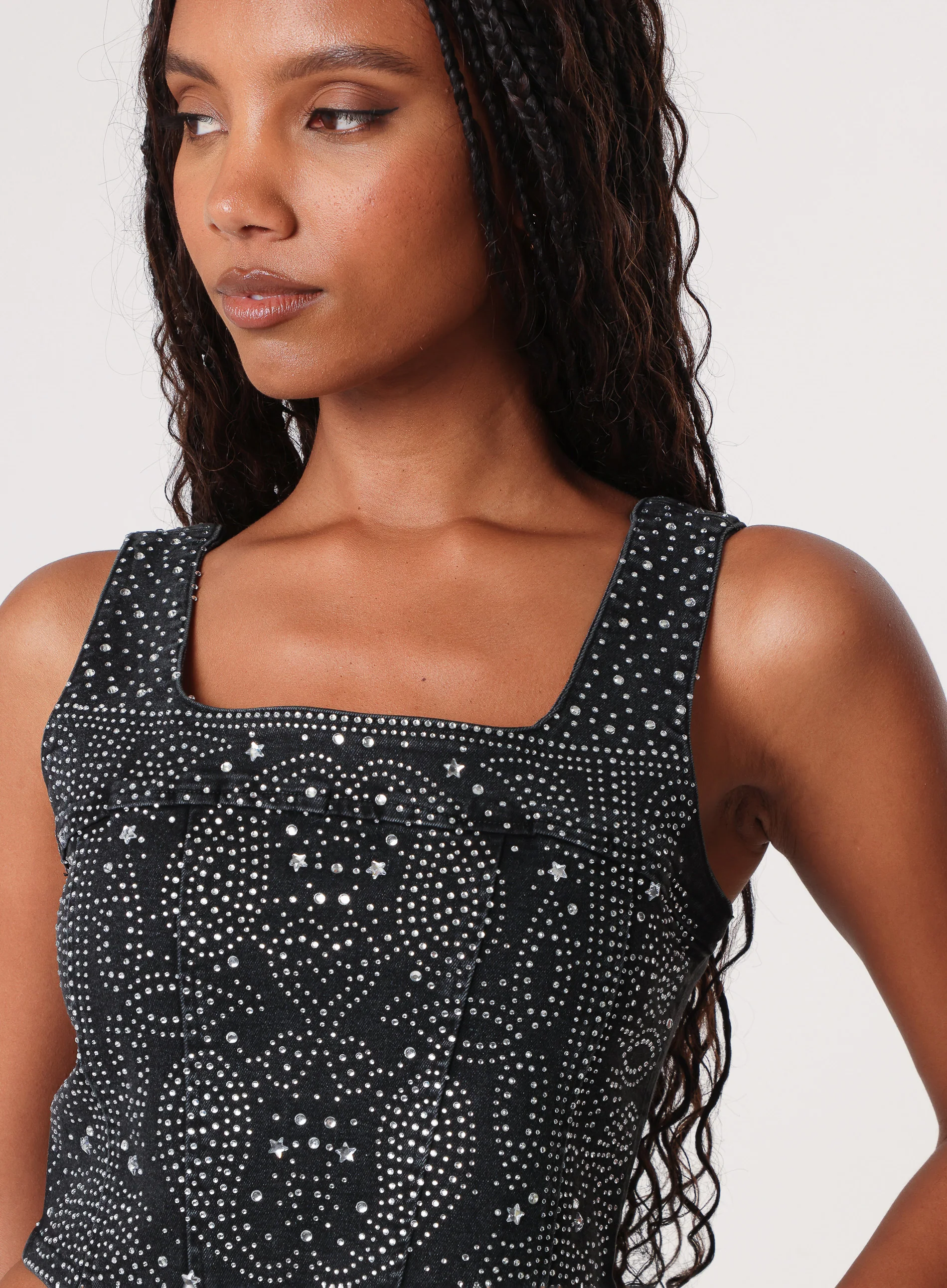 Diamante Denim Corset Top - Image 4