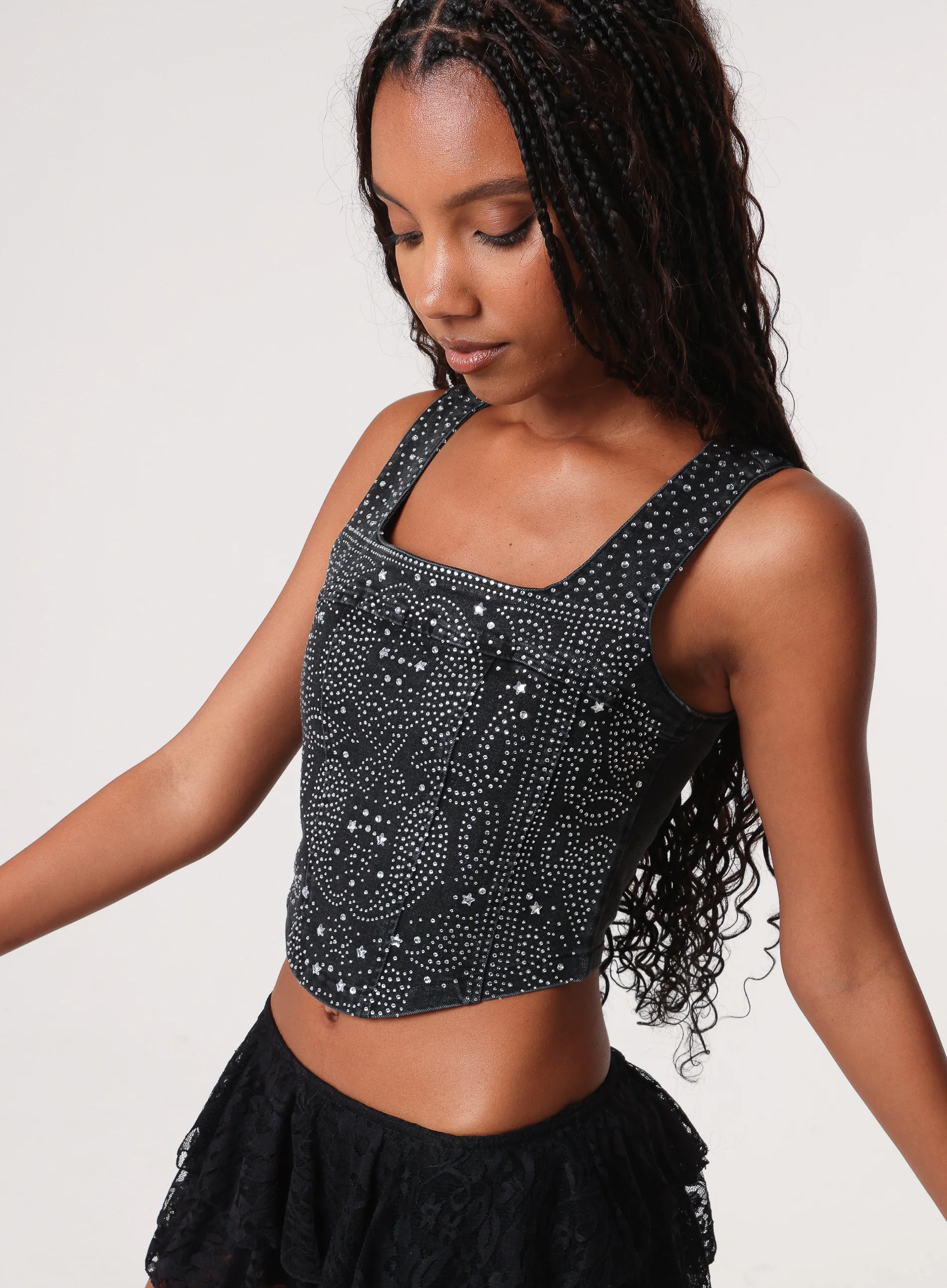Diamante Denim Corset Top - Image 6