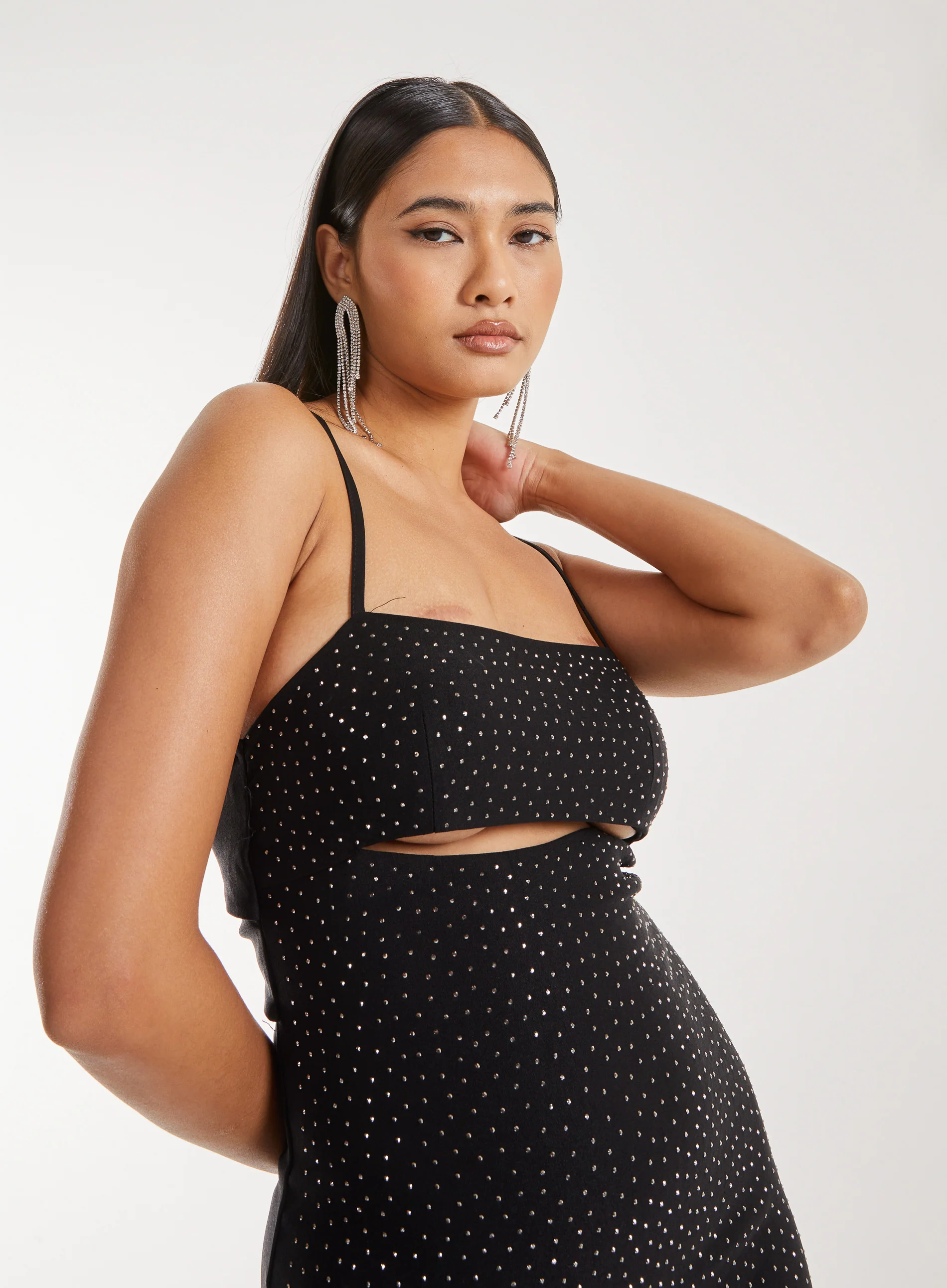 Diamante Peekaboo Mini Dress - Image 4