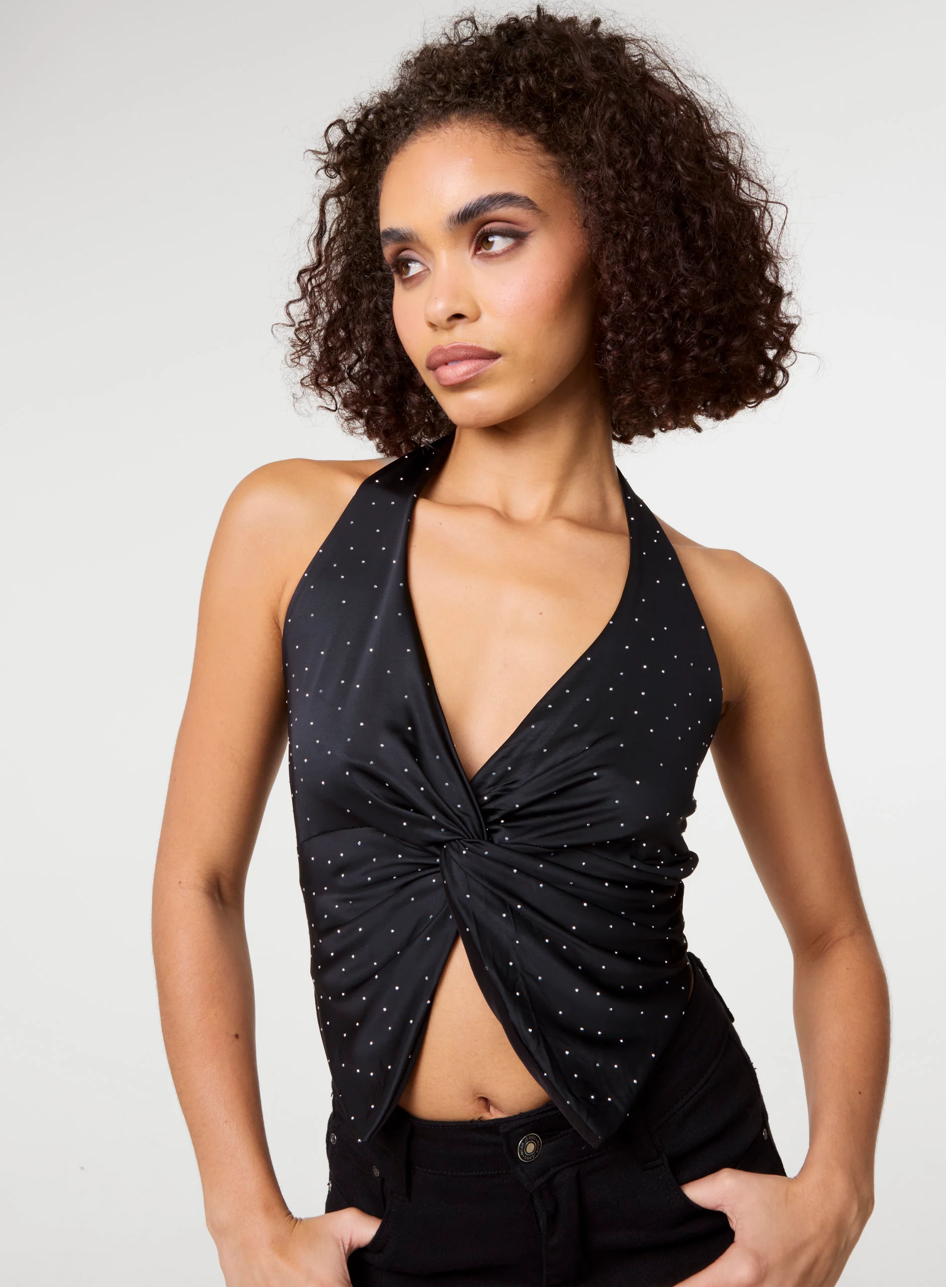 Diamante Slinky Halter Top - Image 3