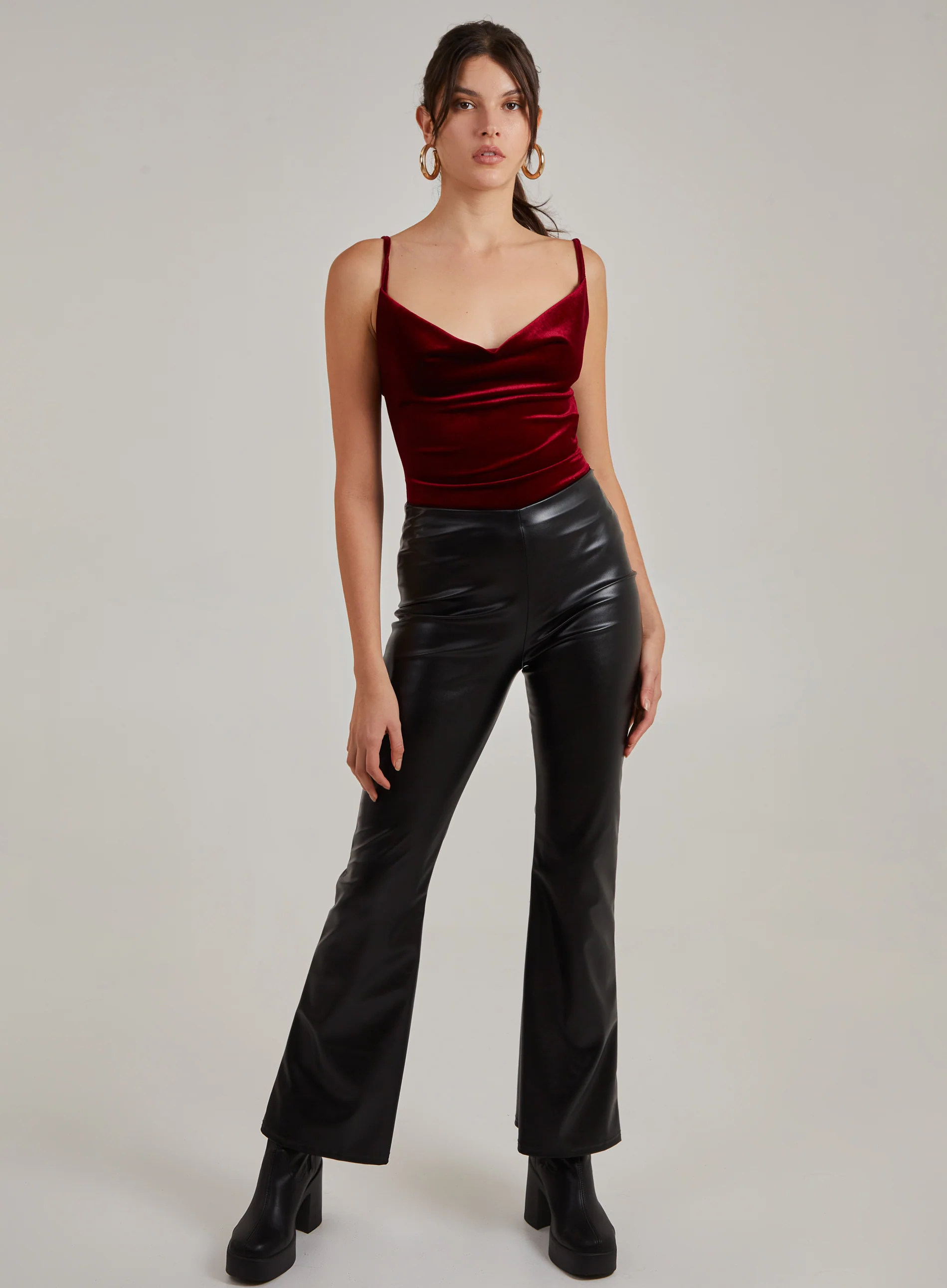 Flare Leather Look Trousers