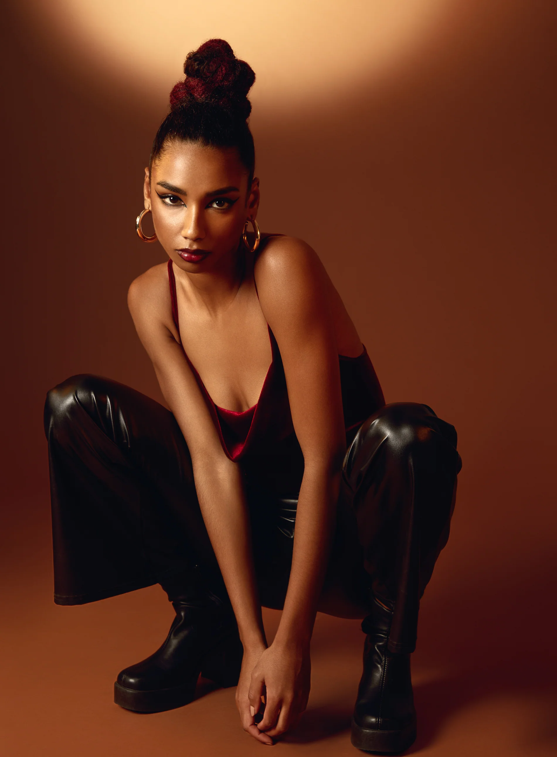 Flare Leather Look Trousers - Image 5