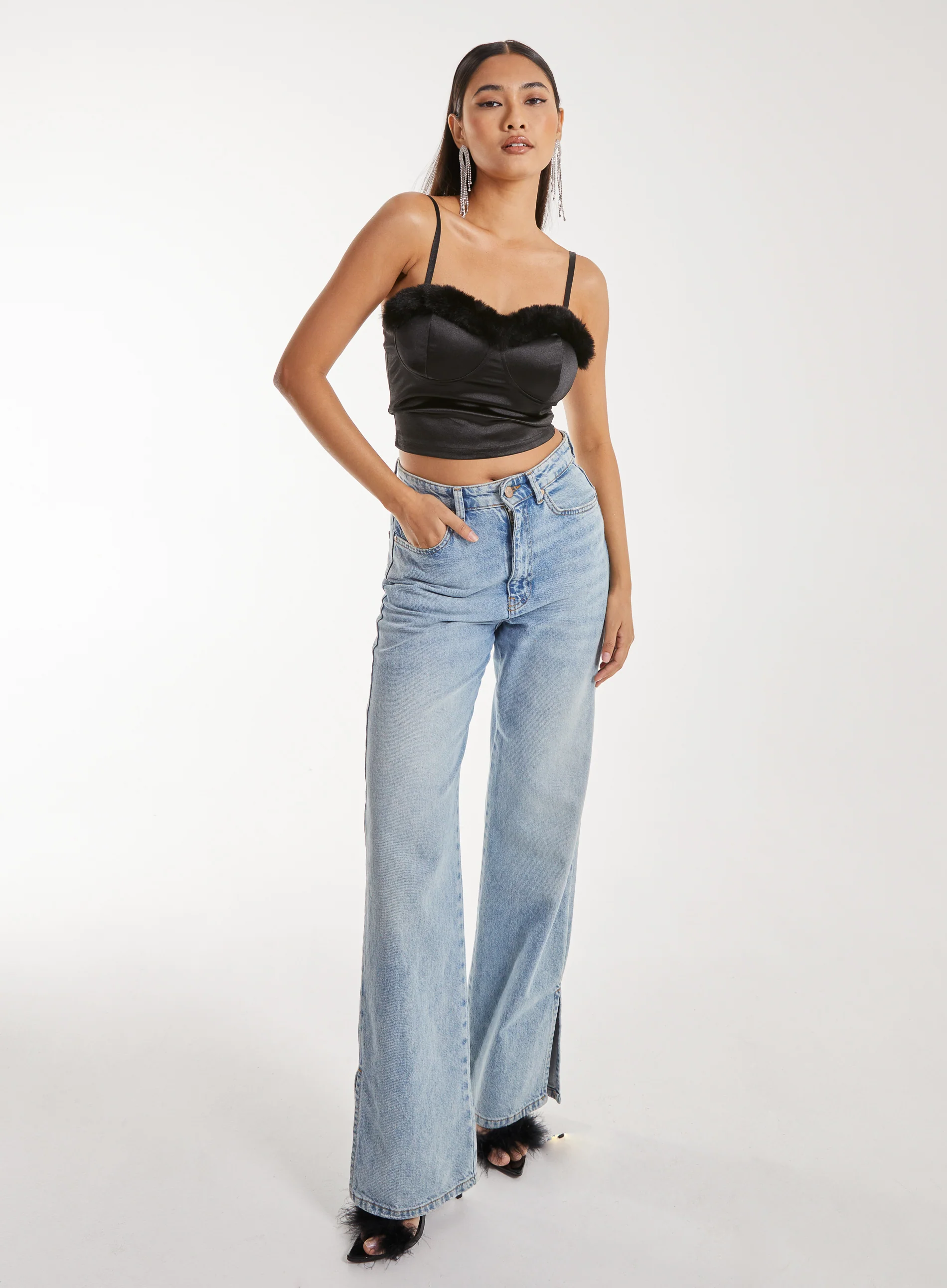 Fuzzy Trim Bralette - Image 2
