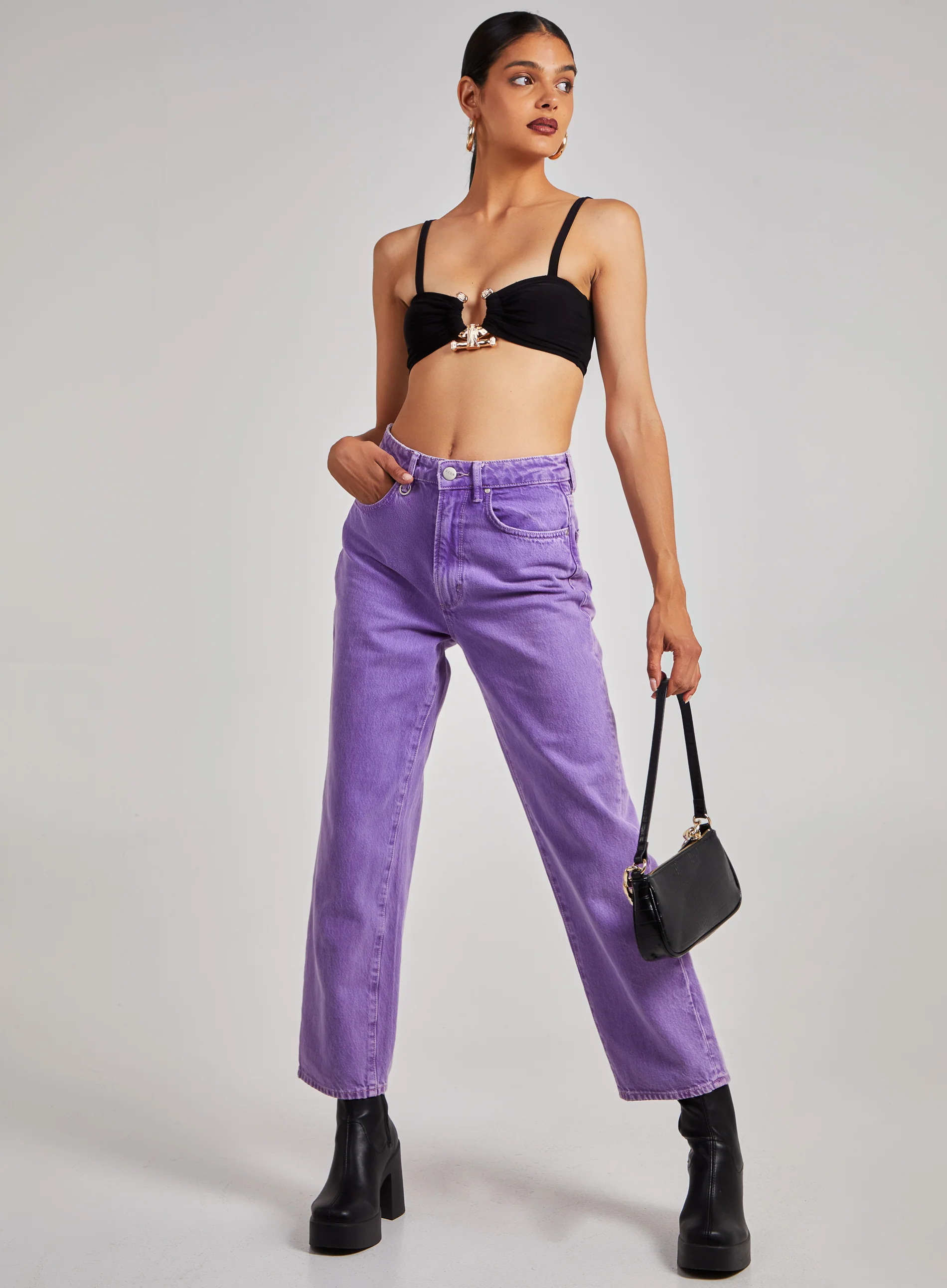 Gold Trim Slinky Crop Top - Image 2