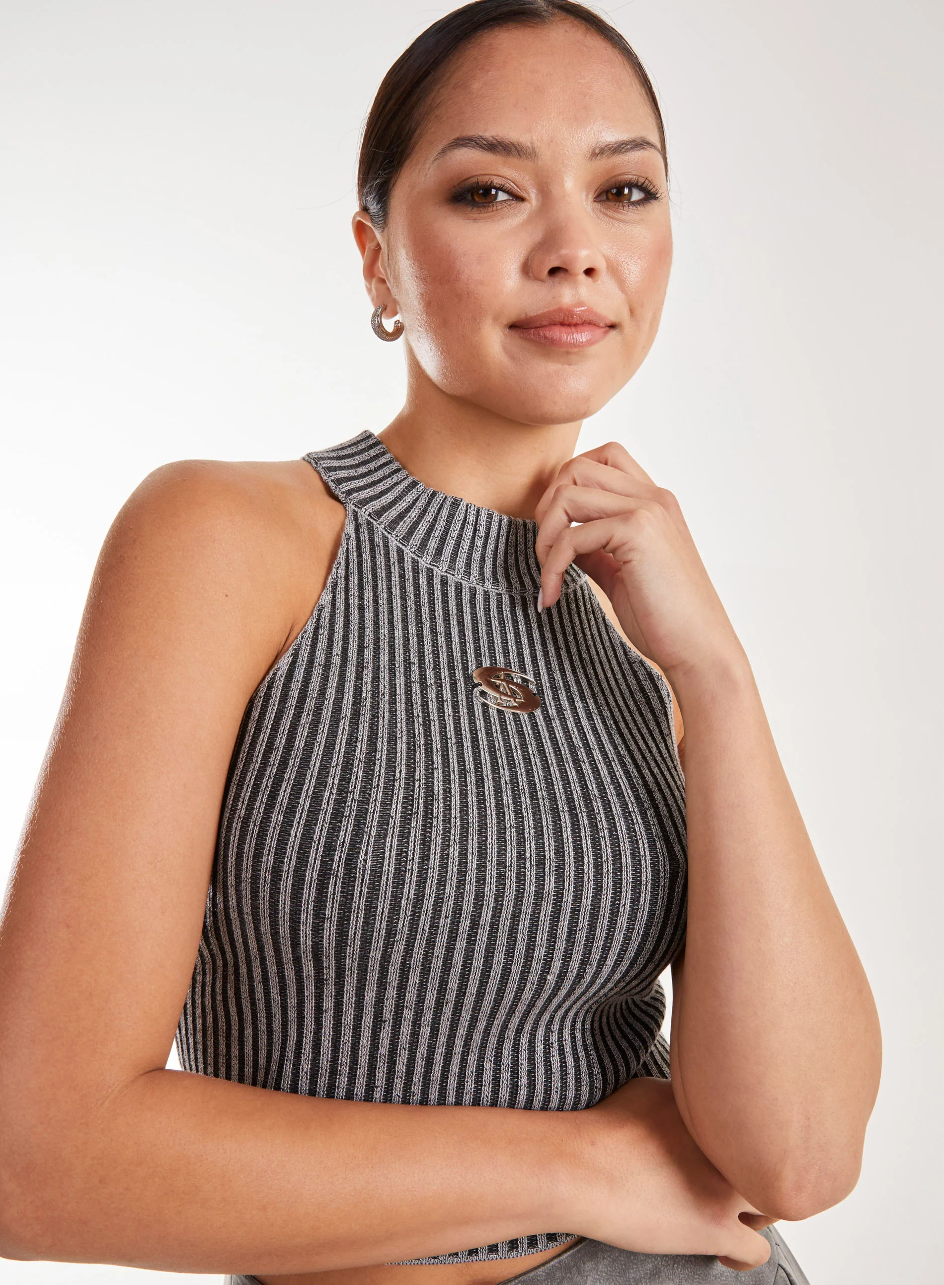 High Neck Logo Detail Racer Top - Image 3