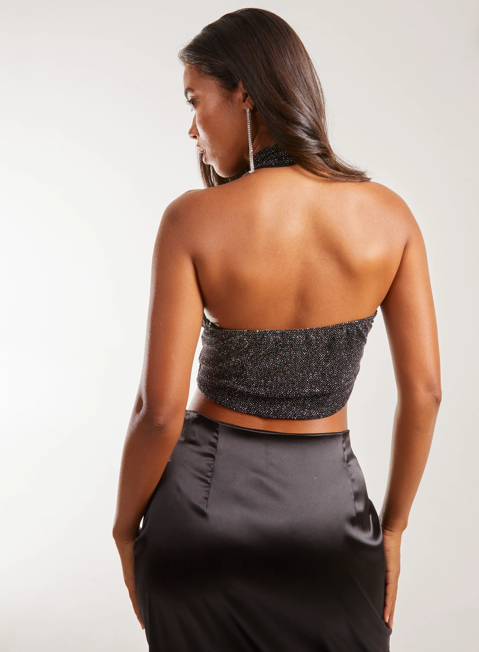 High Neck Low Back Glitter Top - Image 2
