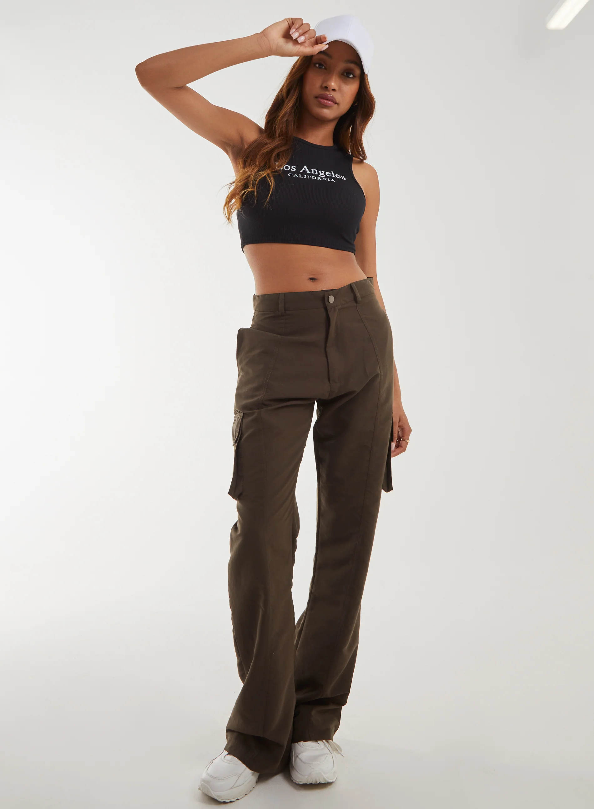 LA Ribbed Racer Cropped Vest - Image 2