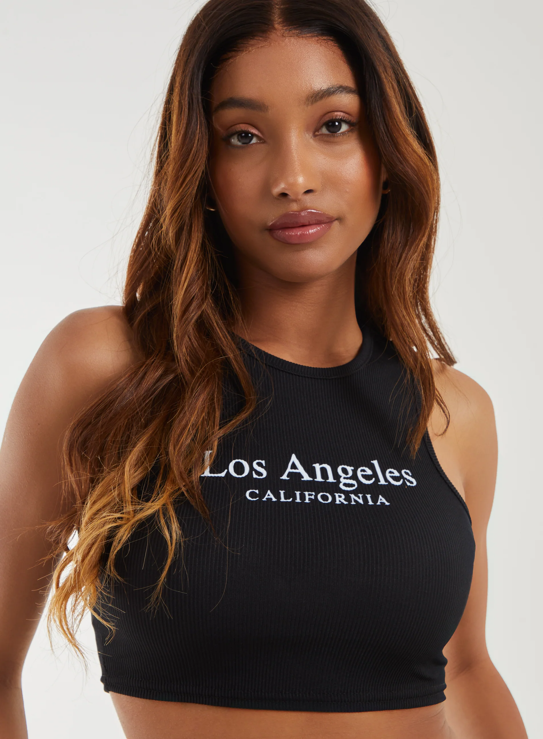 LA Ribbed Racer Cropped Vest - Image 3