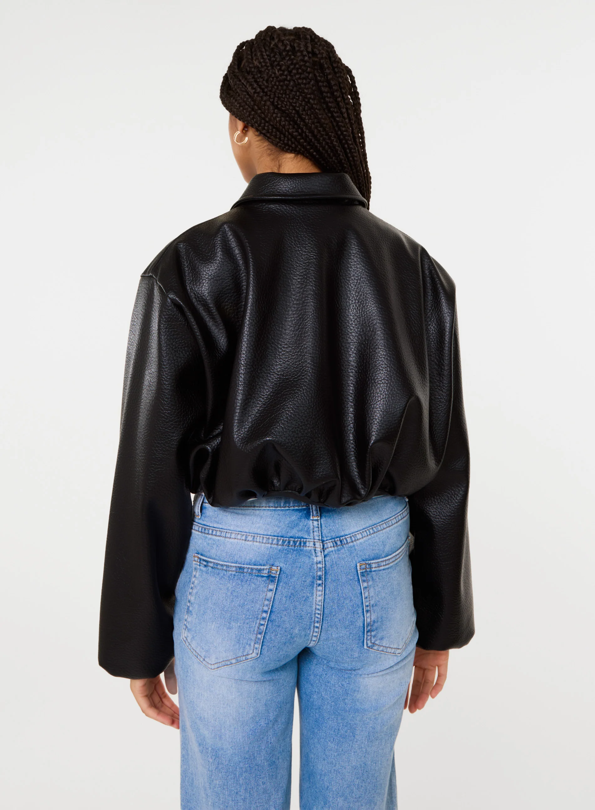 Faux Leather Puffball Jacket - Image 4