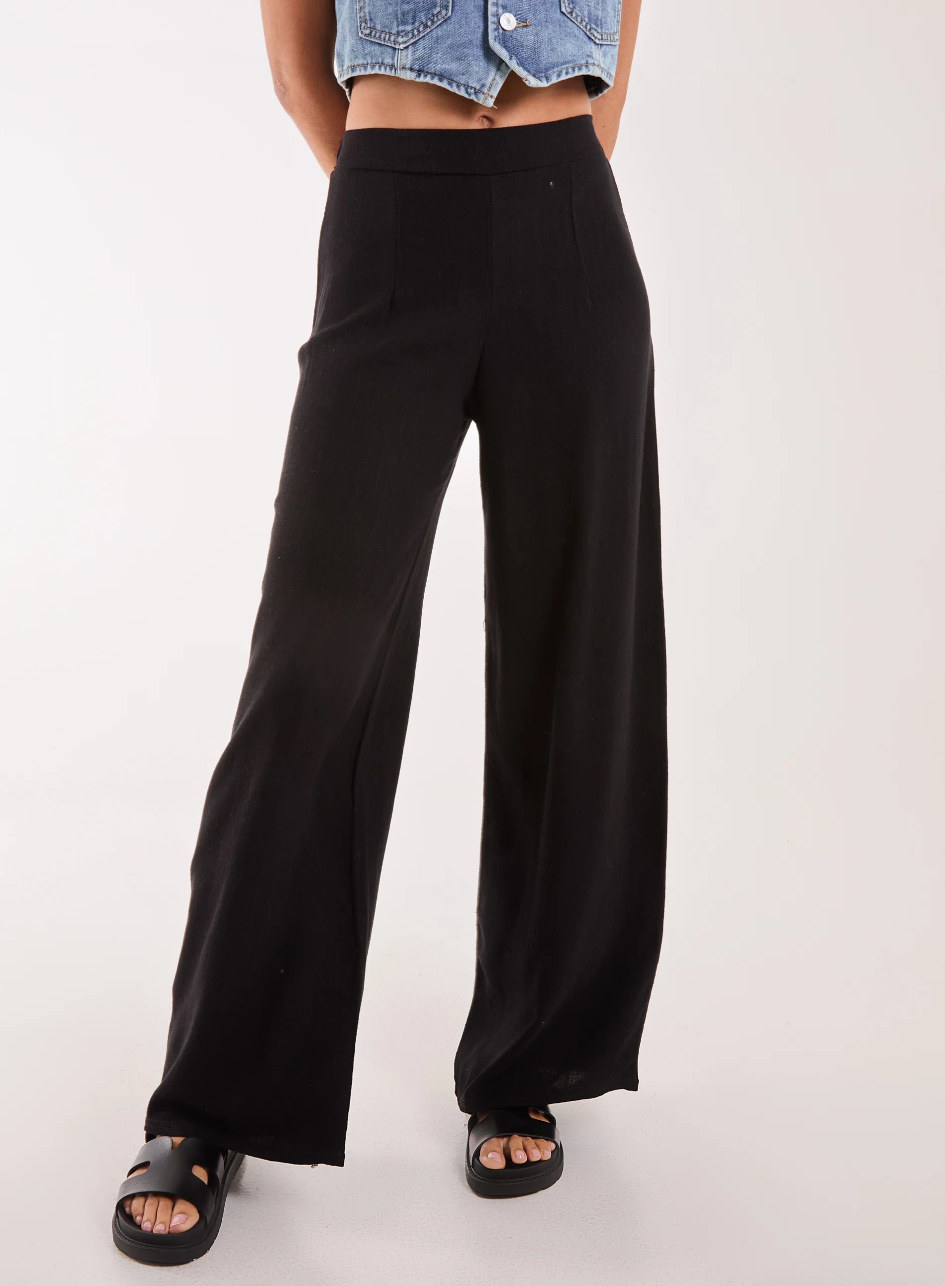 Linen Straight High Waist Trousers - Image 2