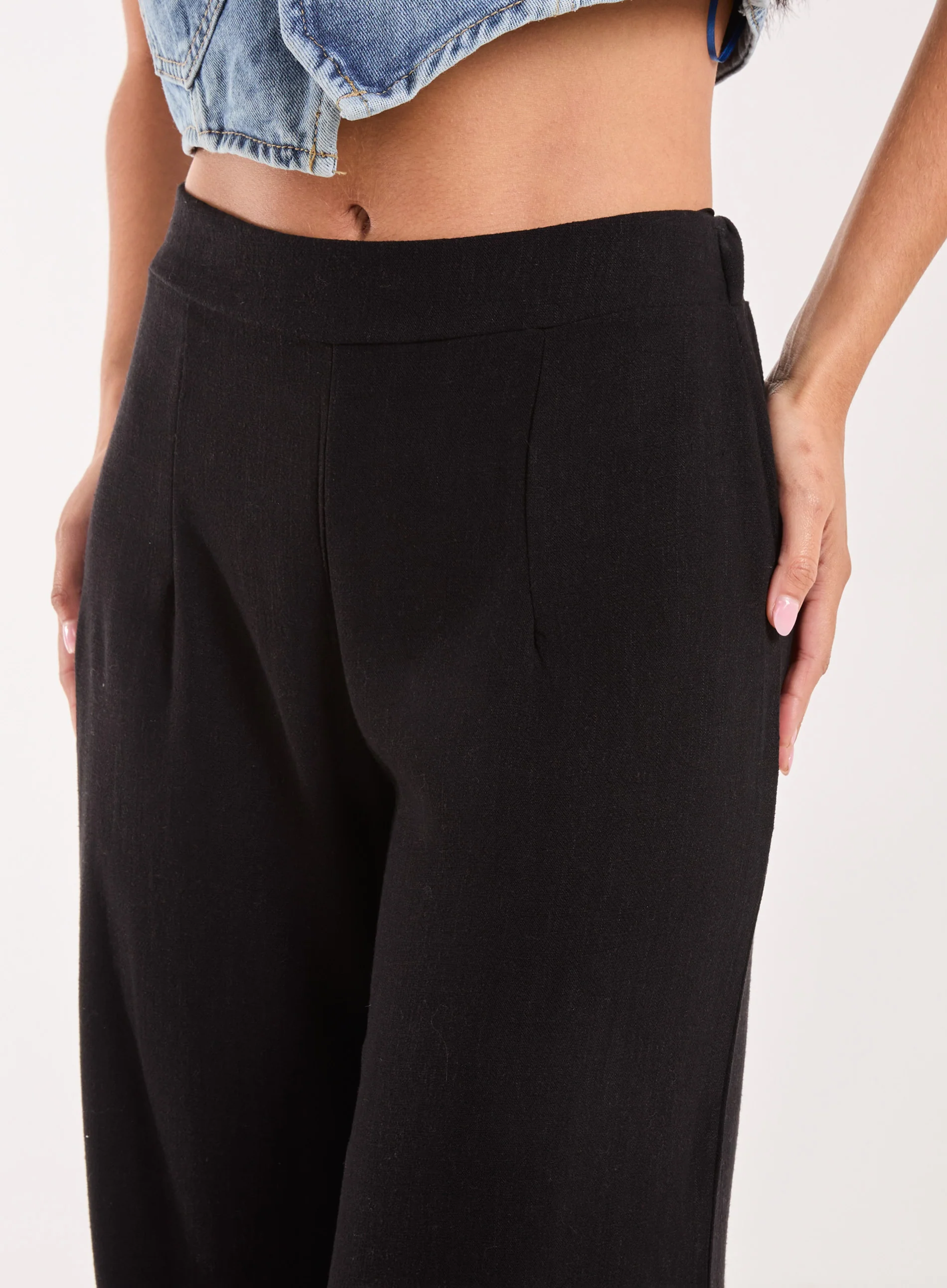 Linen Straight High Waist Trousers - Image 3