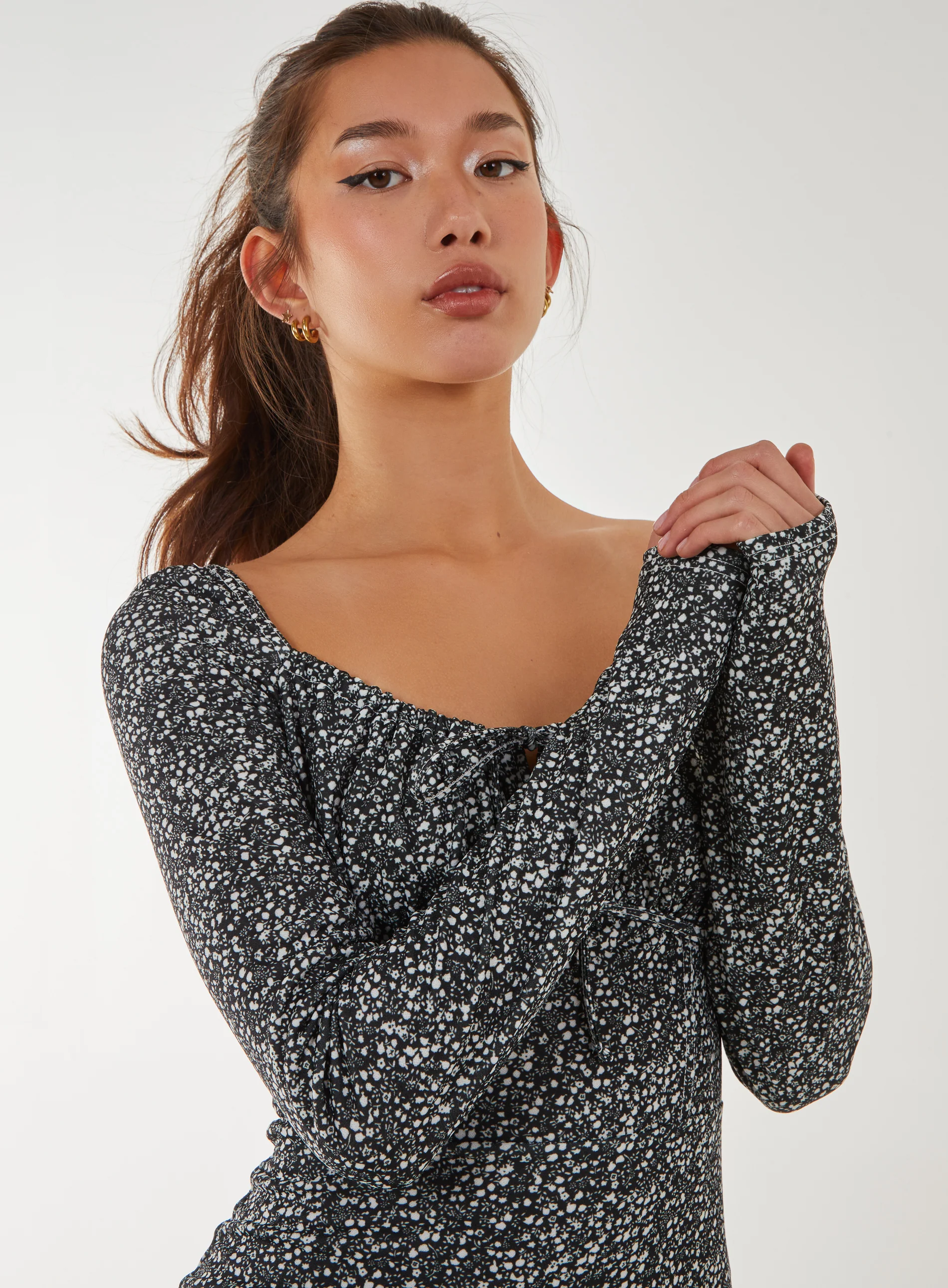 Long Sleeve Ditsy Floral Dress - Image 2