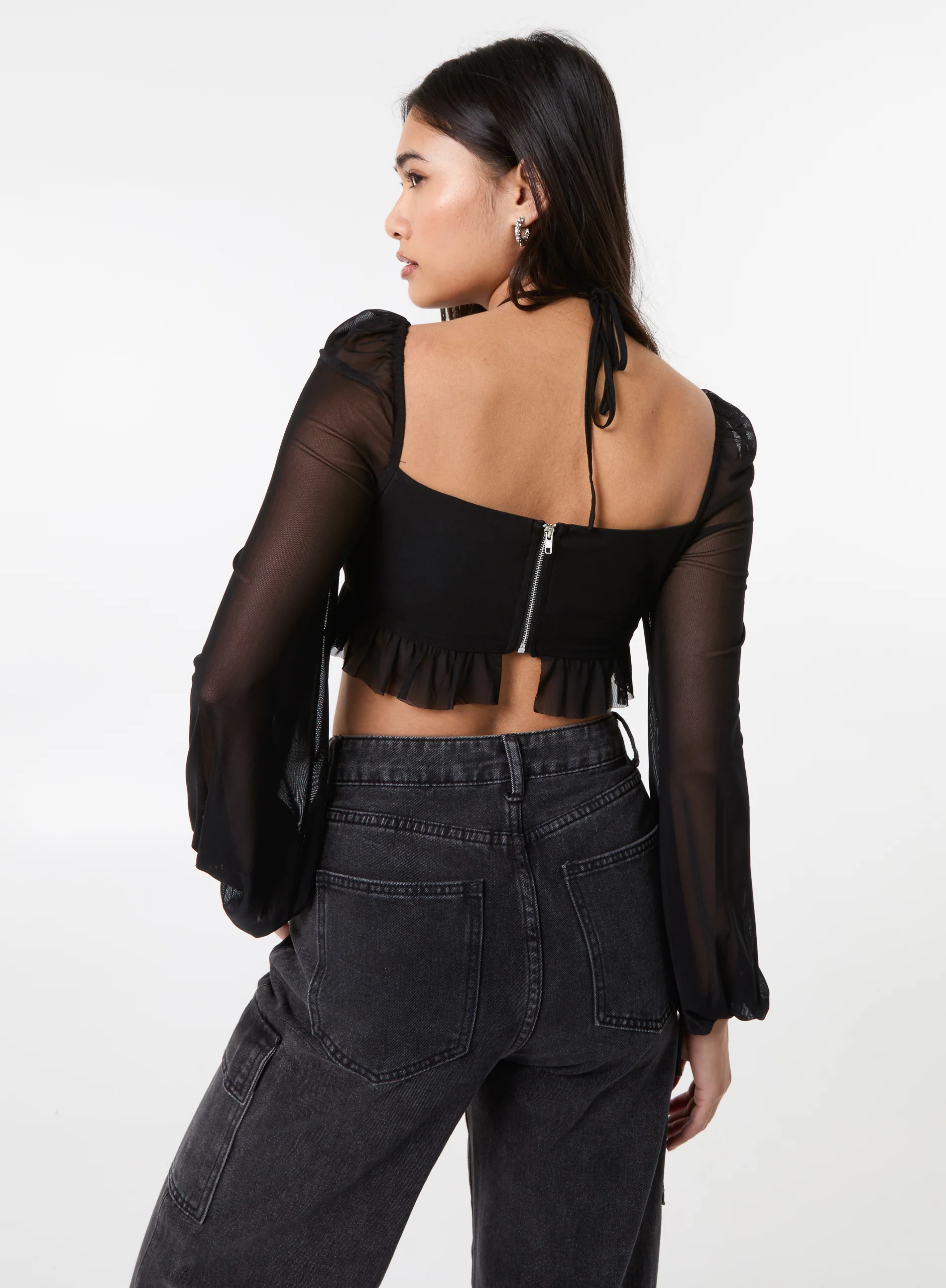 Long Sleeve Halterneck Crop Top - Image 4