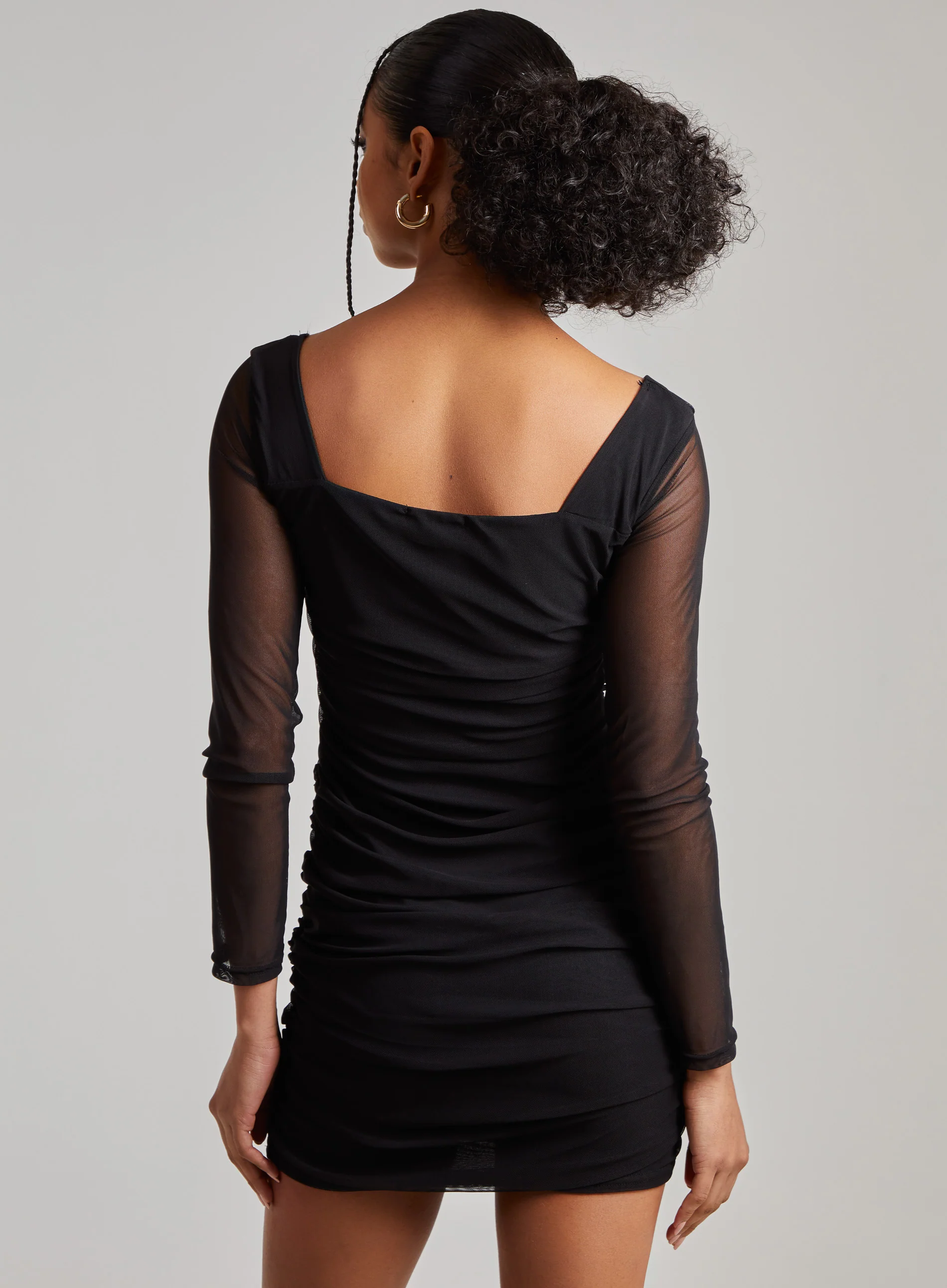 Long Sleeve Mesh Mini Dress - Image 4