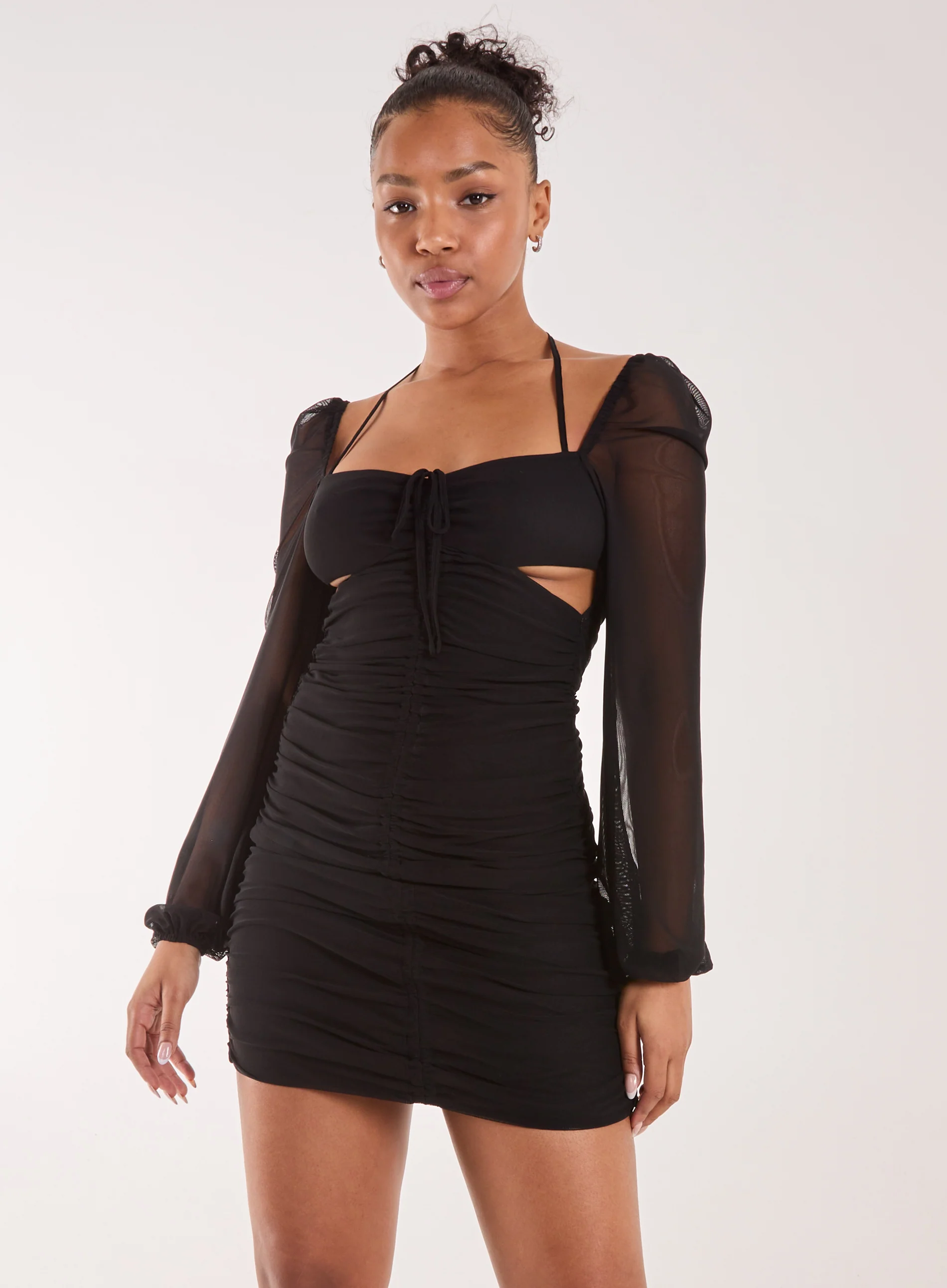 Long Sleeve Sweetheart Mini Dress