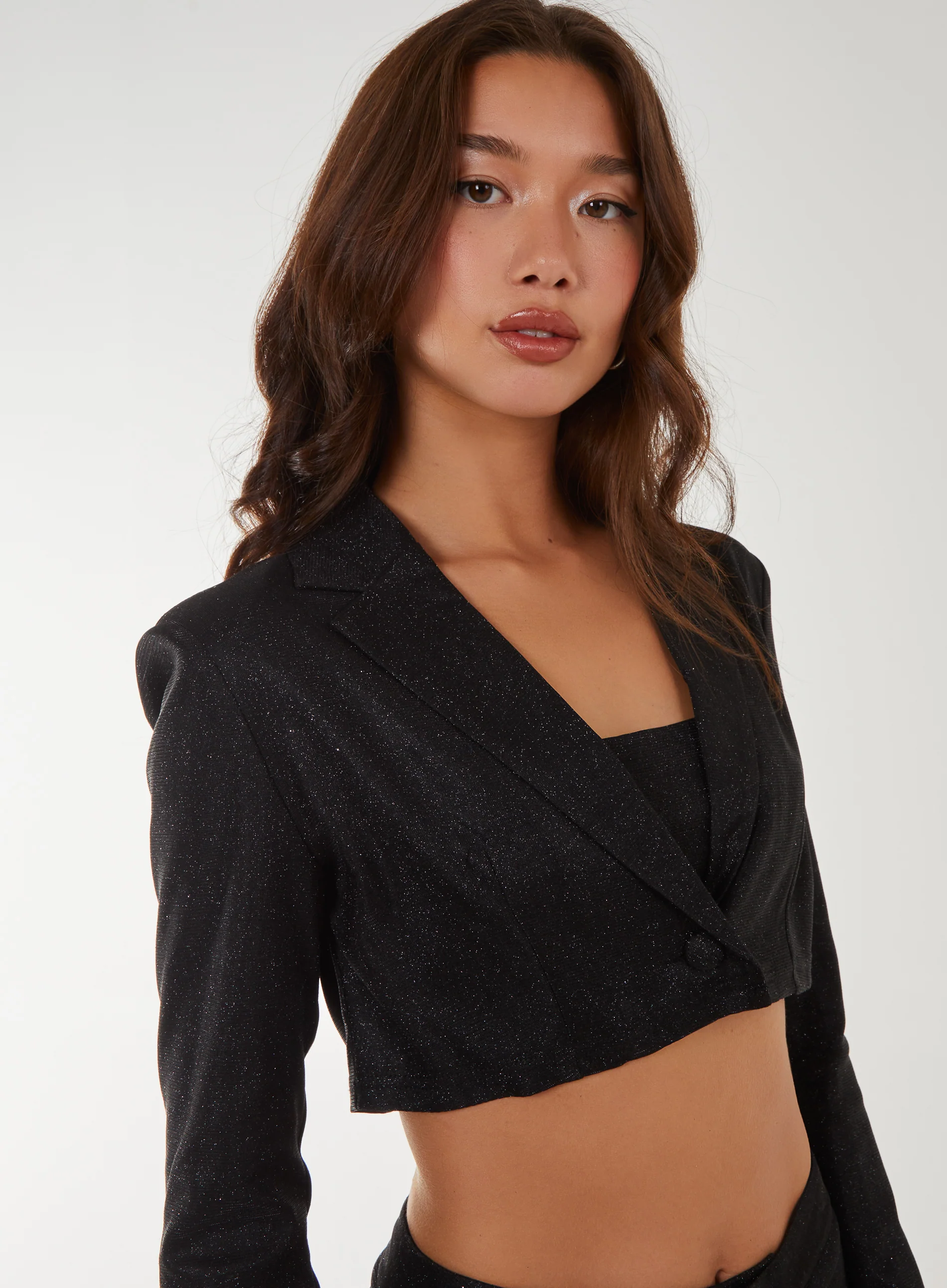 Metallic Cropped Blazer - Image 3