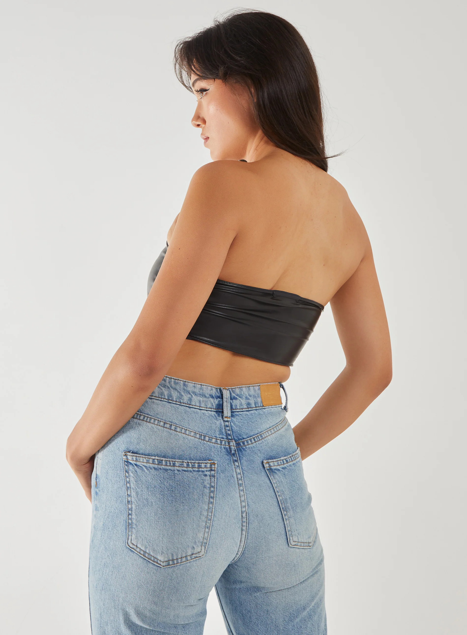 PU Seam Detail Corset Top - Image 4