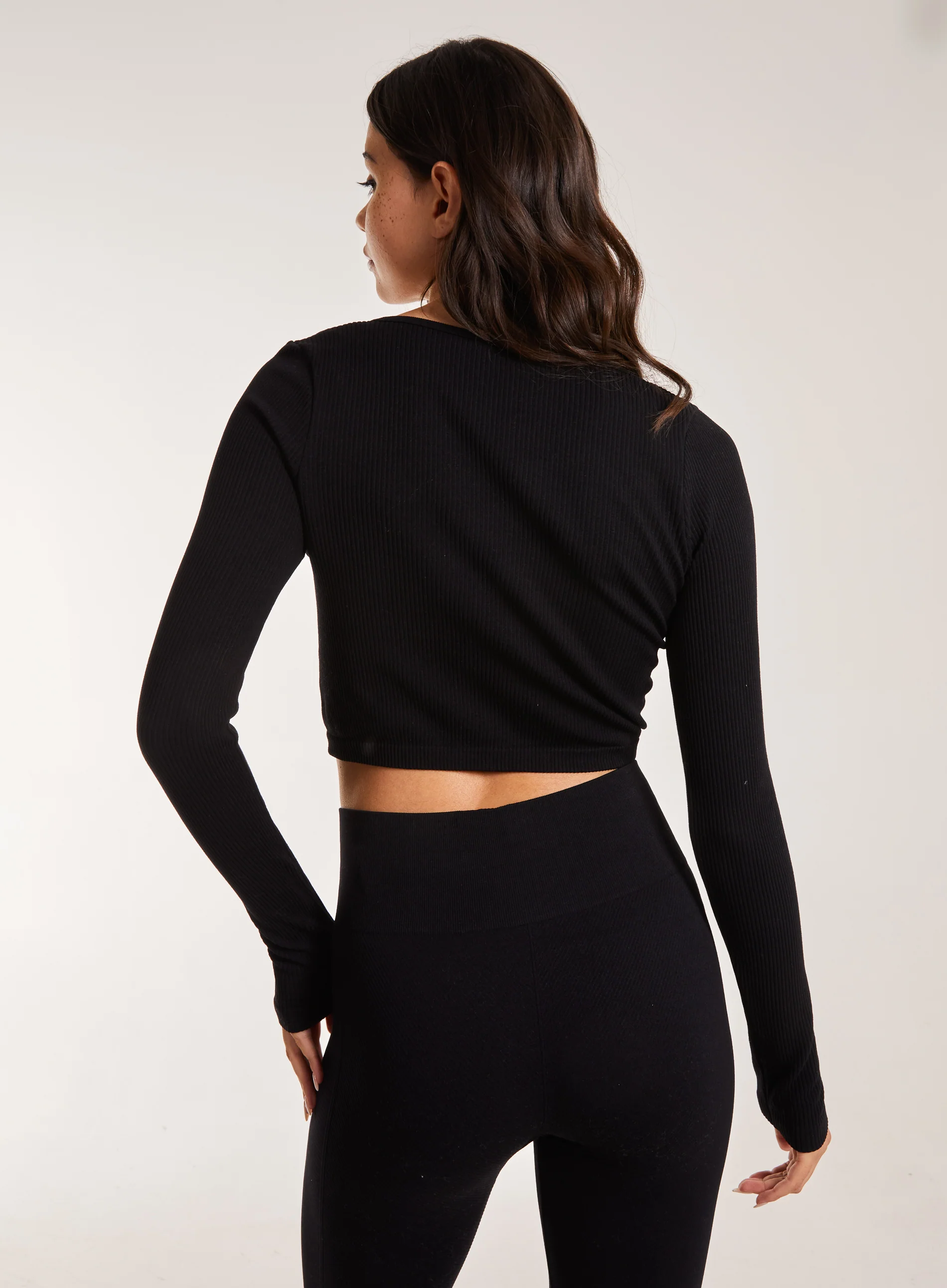 Rib Long Sleeve Button Down Top - Image 5