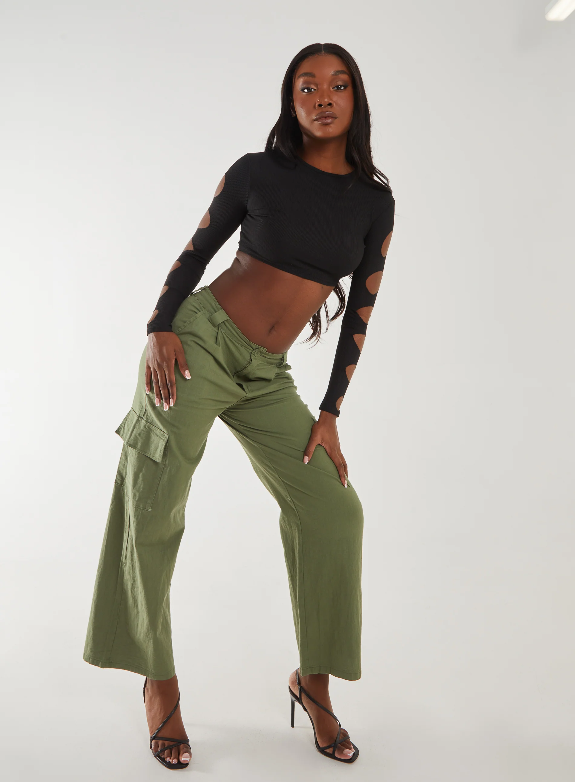 Ribbed Long Sleeve Cut Out Top - Image 2