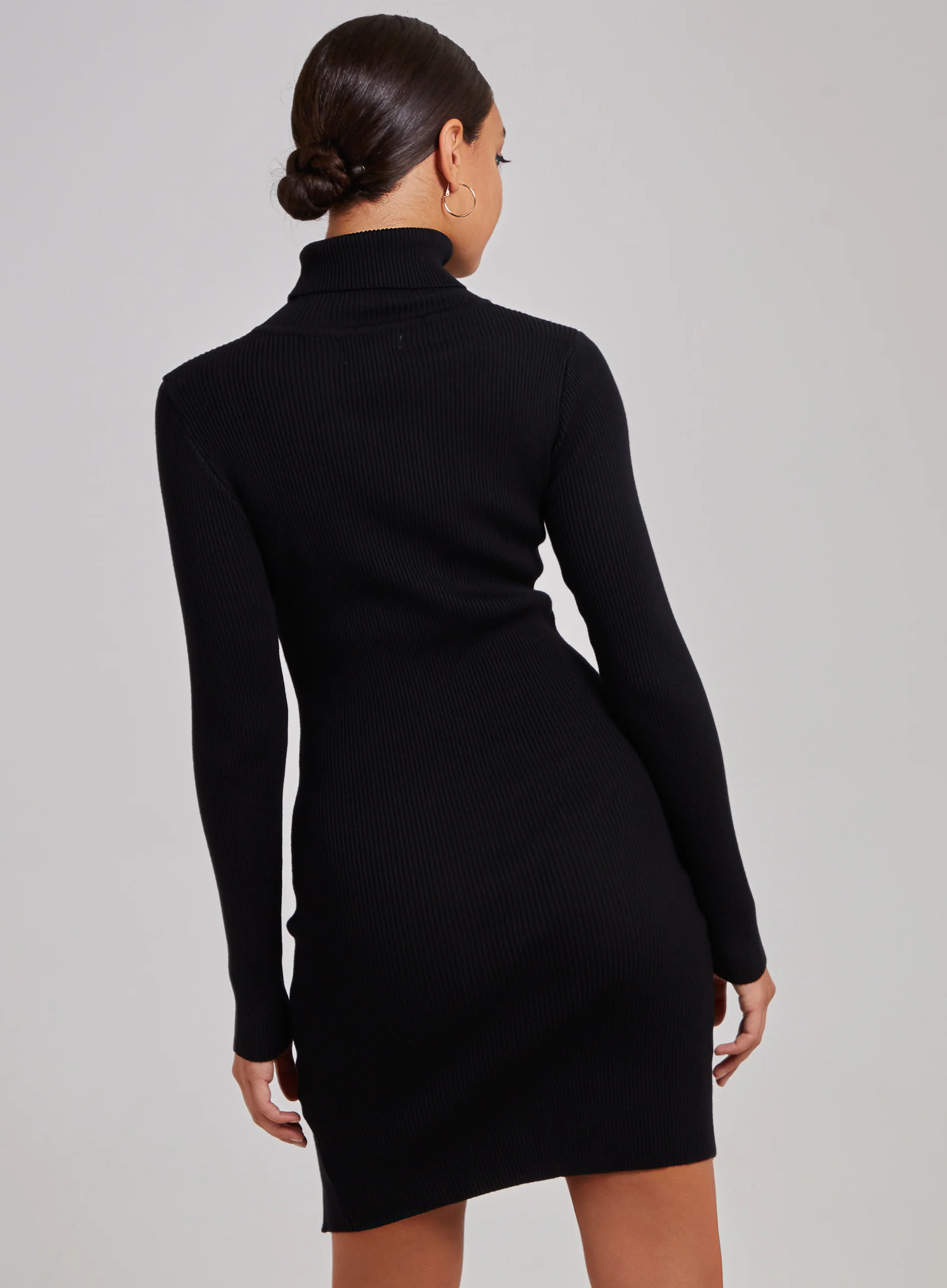 Ribbed Roll Neck Front Split Midi Dress - Image 5
