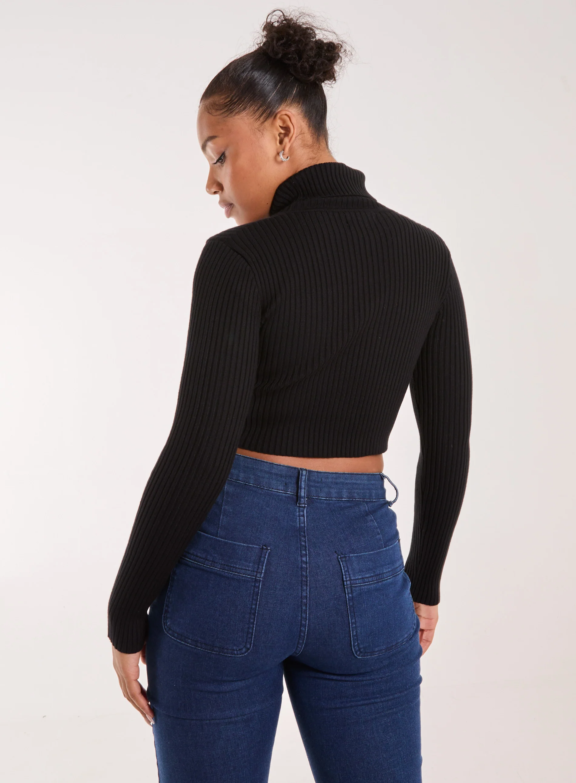 Ribbed Roll Neck Jumper With Cut Out Detail - Image 4