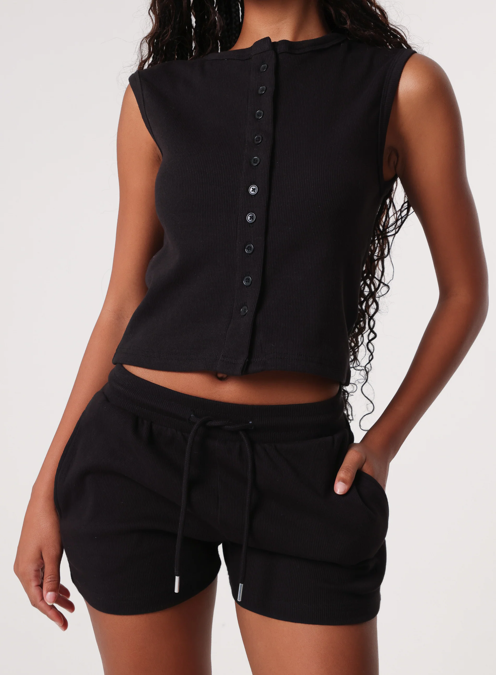Ribbed Sleeveless Short Set - Image 4