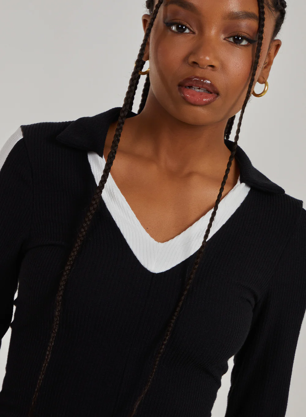 Ribbed Sports Stripe Collared Dress - Image 3