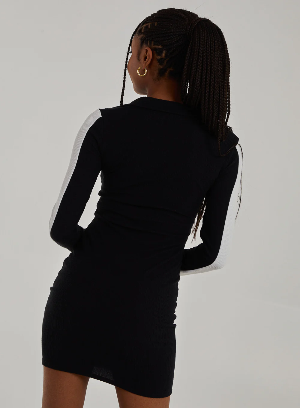 Ribbed Sports Stripe Collared Dress - Image 4