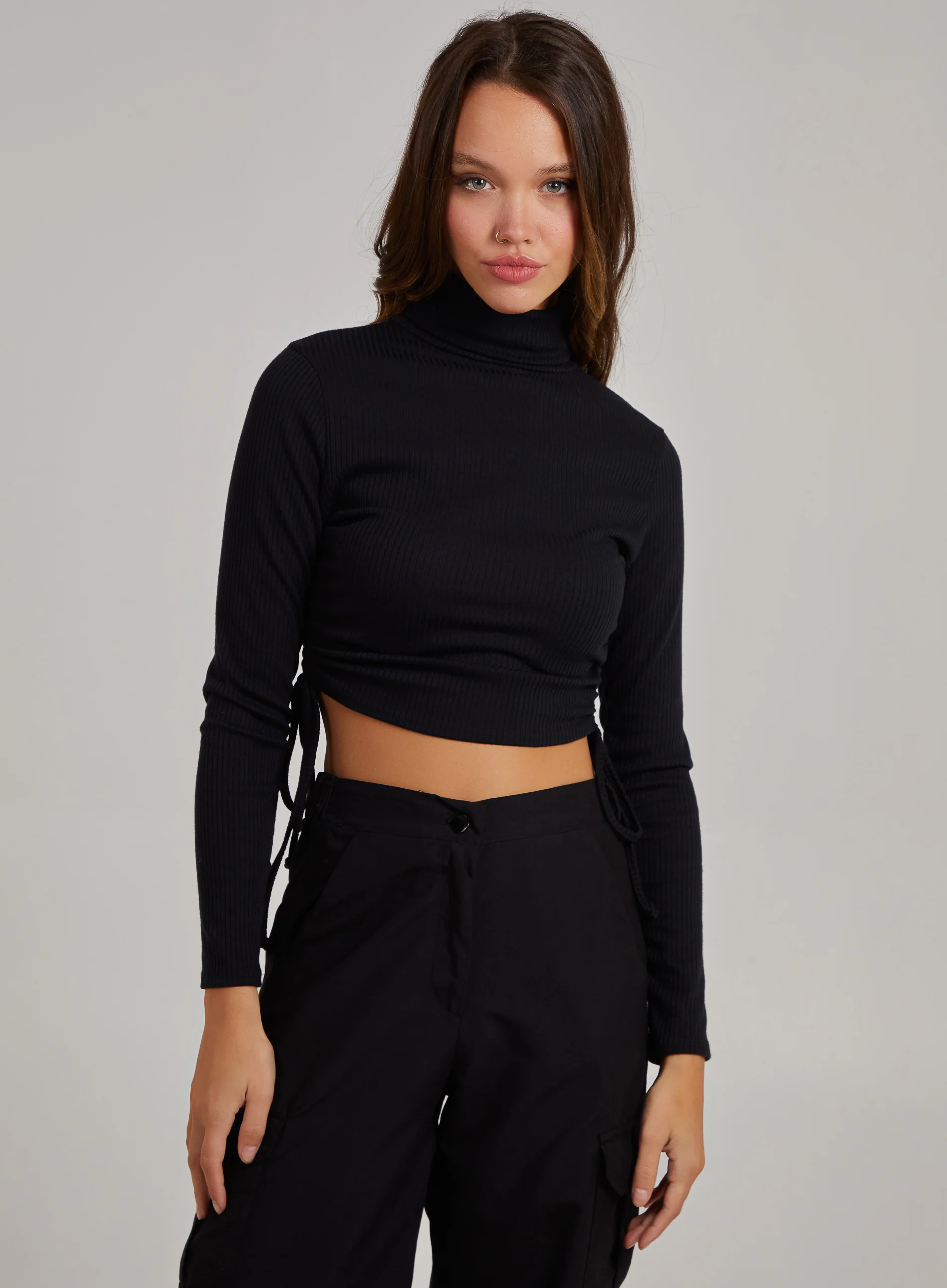 Ruched High Neck Side Top - Image 3