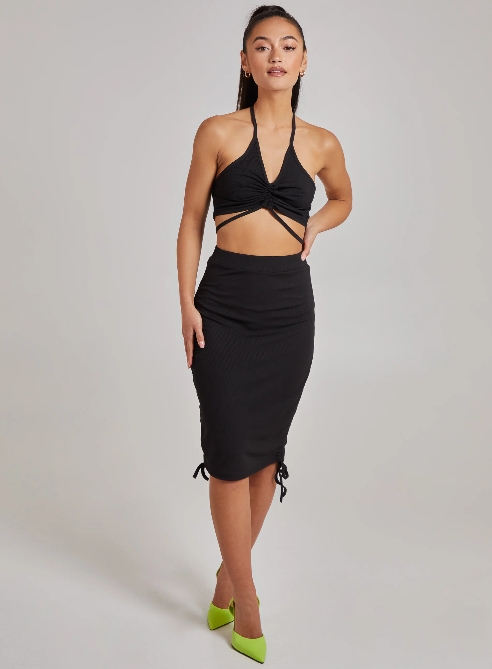 Ruched Ribbed Crop Top - Image 2