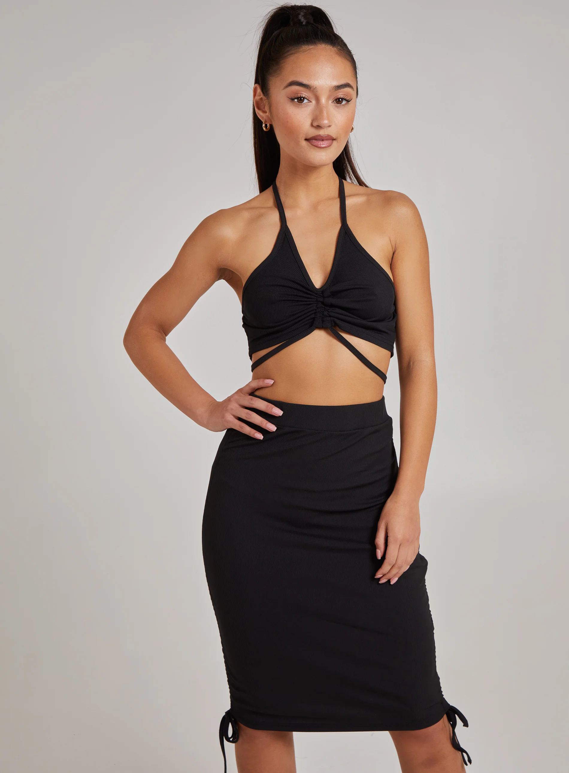 Ruched Ribbed Crop Top - Image 3
